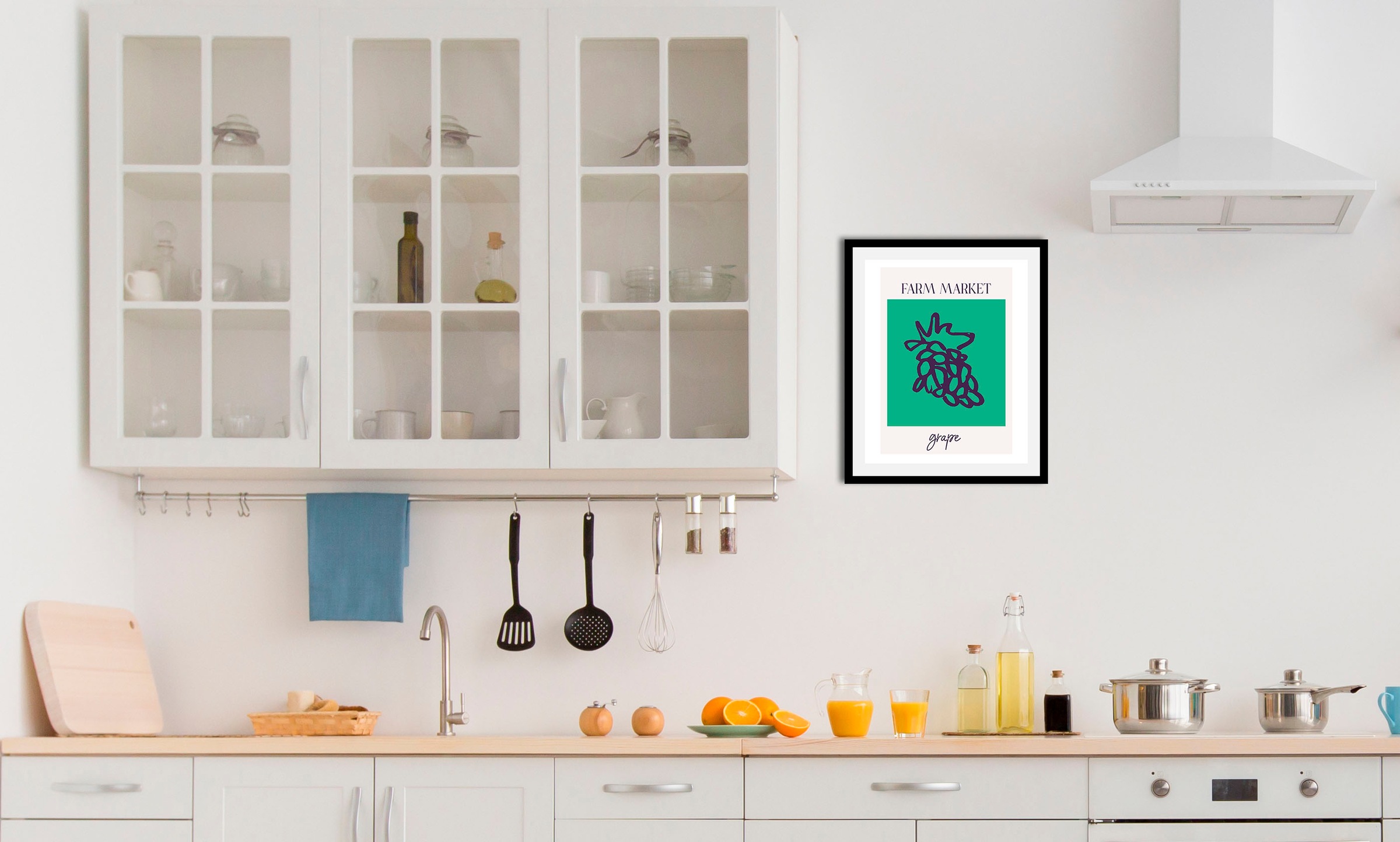 queence Bild »Grape«, Obst-Obst Bilder-Essen-Lebensmittel-Kunst-Schriftzug, günstig online kaufen