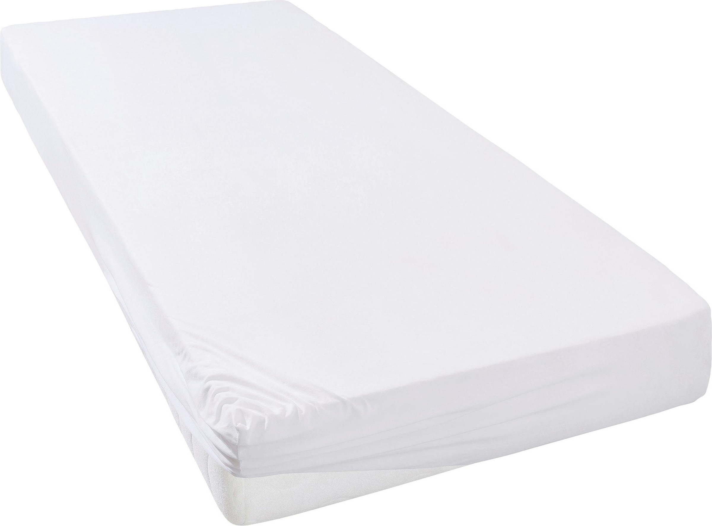 Spannbettlaken OTTO HOME "SOUCY aus Baumwolle mit Elasthan, 160 g/m²", weiß, 1 Stk., Jersey-Elasthan, 180-200x200-220 30cm