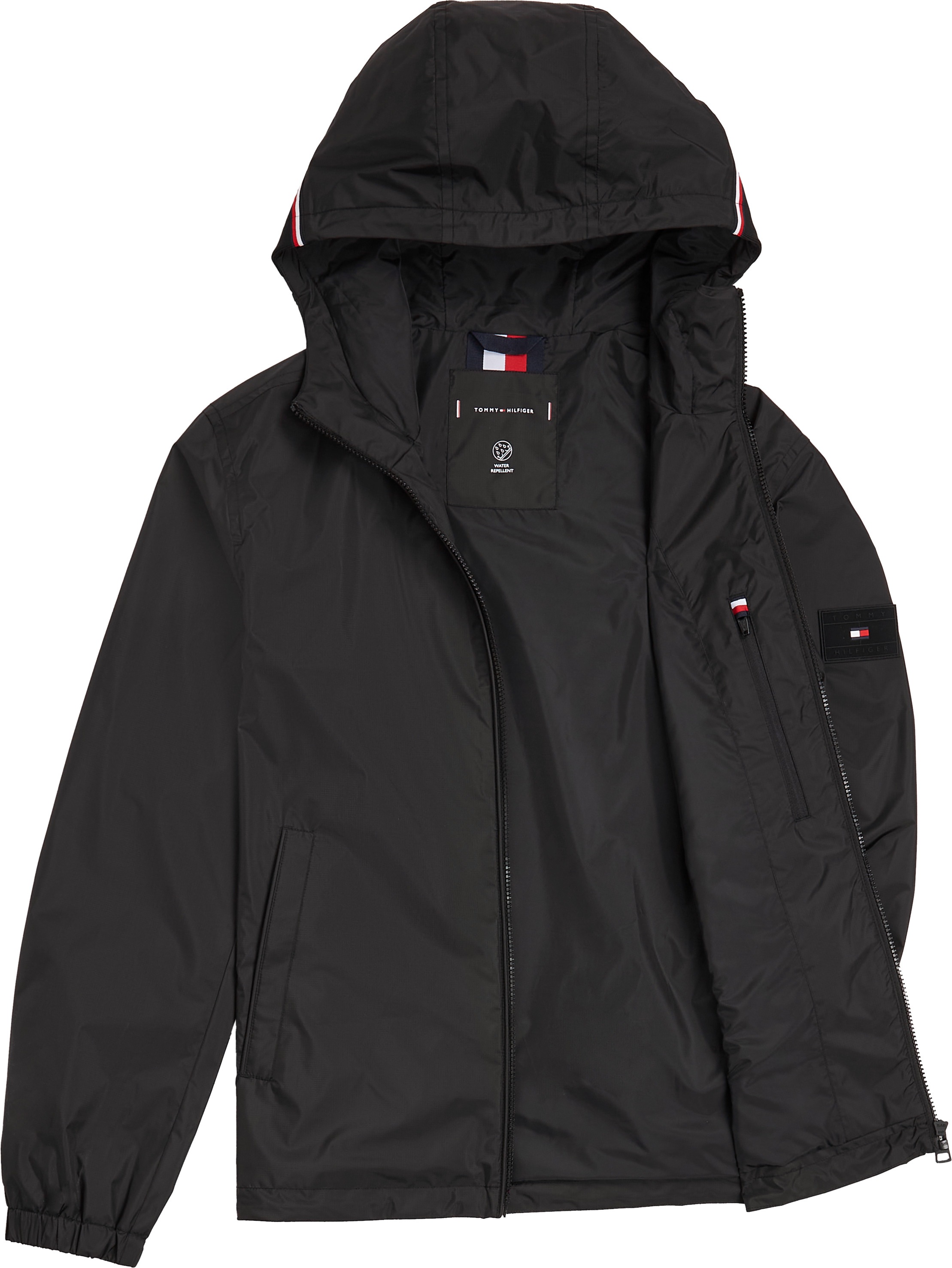 Tommy Hilfiger Blouson »RWB HOODED JACKET«, mit Kapuze, elastische Bündchen, wasserabweisend