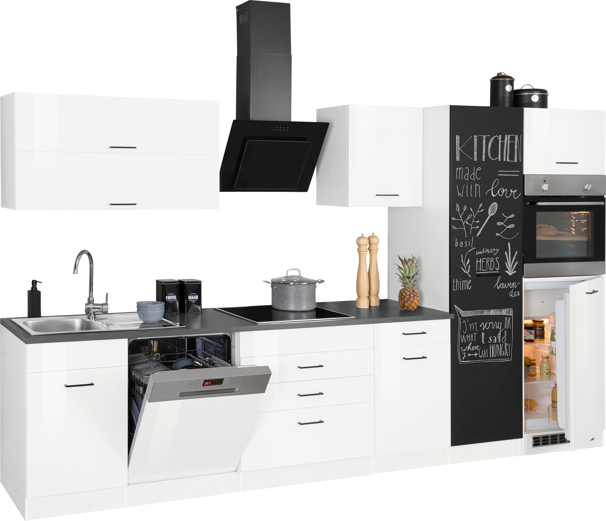KOCHSTATION Küchenzeile »KS-Trier«, mit E-Geräten, Breite 350 cm