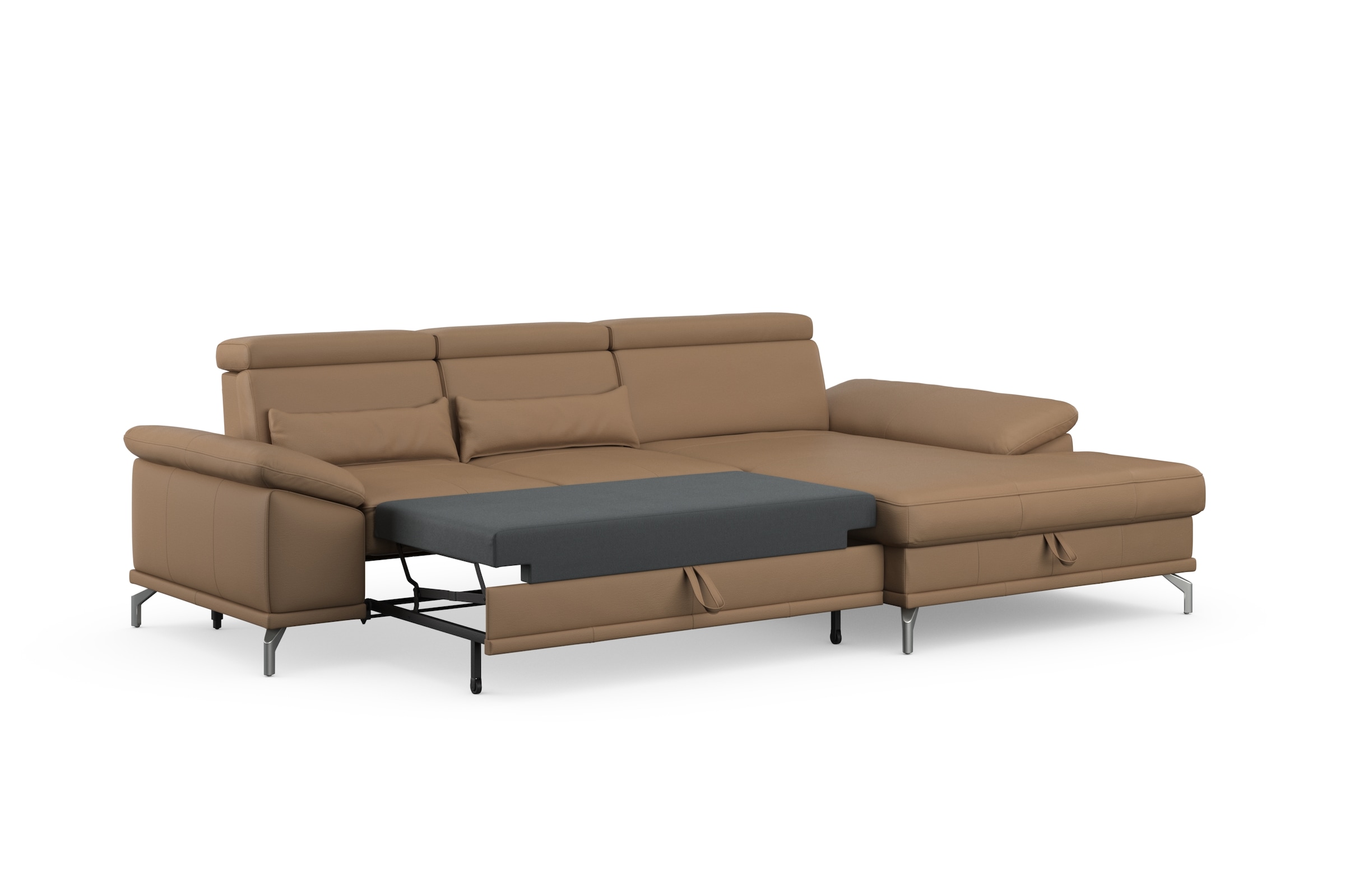 sit&more Ecksofa »Cabrio L-Form, mit Sitztiefenverstellung, Arm- und Kopfteilverstellung«, 2 Nierenkissen, Federkern, optional Bettfunktion und Stauraum