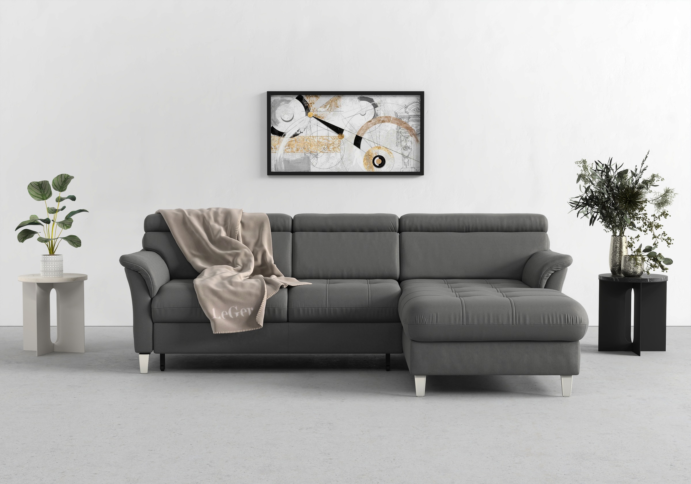 sit&more Ecksofa »Marano L-Form«, inklusive Kopfteilverstellung, wahlweise mit Bettfunktion, Bettkasten