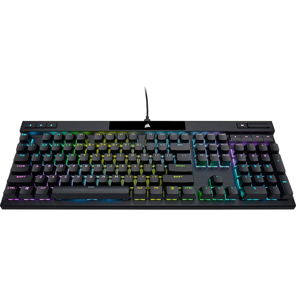 Corsair Gaming-Tastatur »K70 RGB PRO MX RED«, (Lautstärkeregler-Fn-Tasten-Multimedia-Tasten-USB-Anschluss-Ziffernblock-Windows-Sperrtaste-Handgelenkauflage)