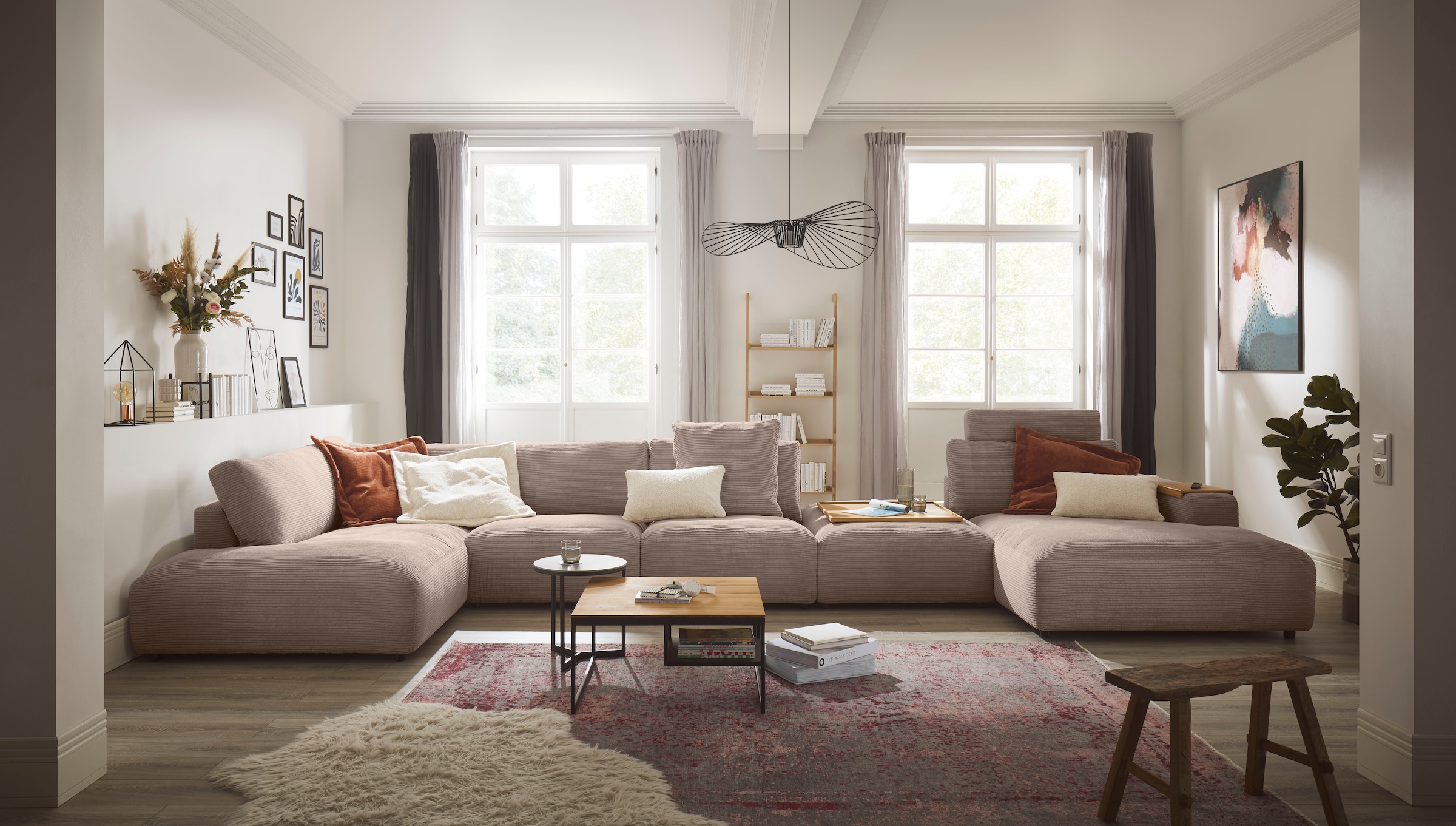 Musterring Wohnlandschaft »Lucia U-Form« Cord-Bezug, inklusive Kopfstütze, Gesamtbreite 524 cm