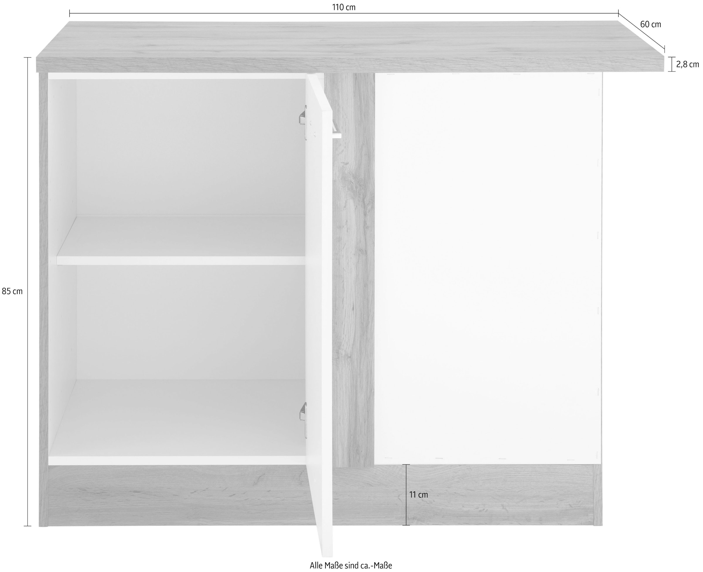 KOCHSTATION Eckunterschrank »KS-Colmar« 110 cm, mit Metallgriff