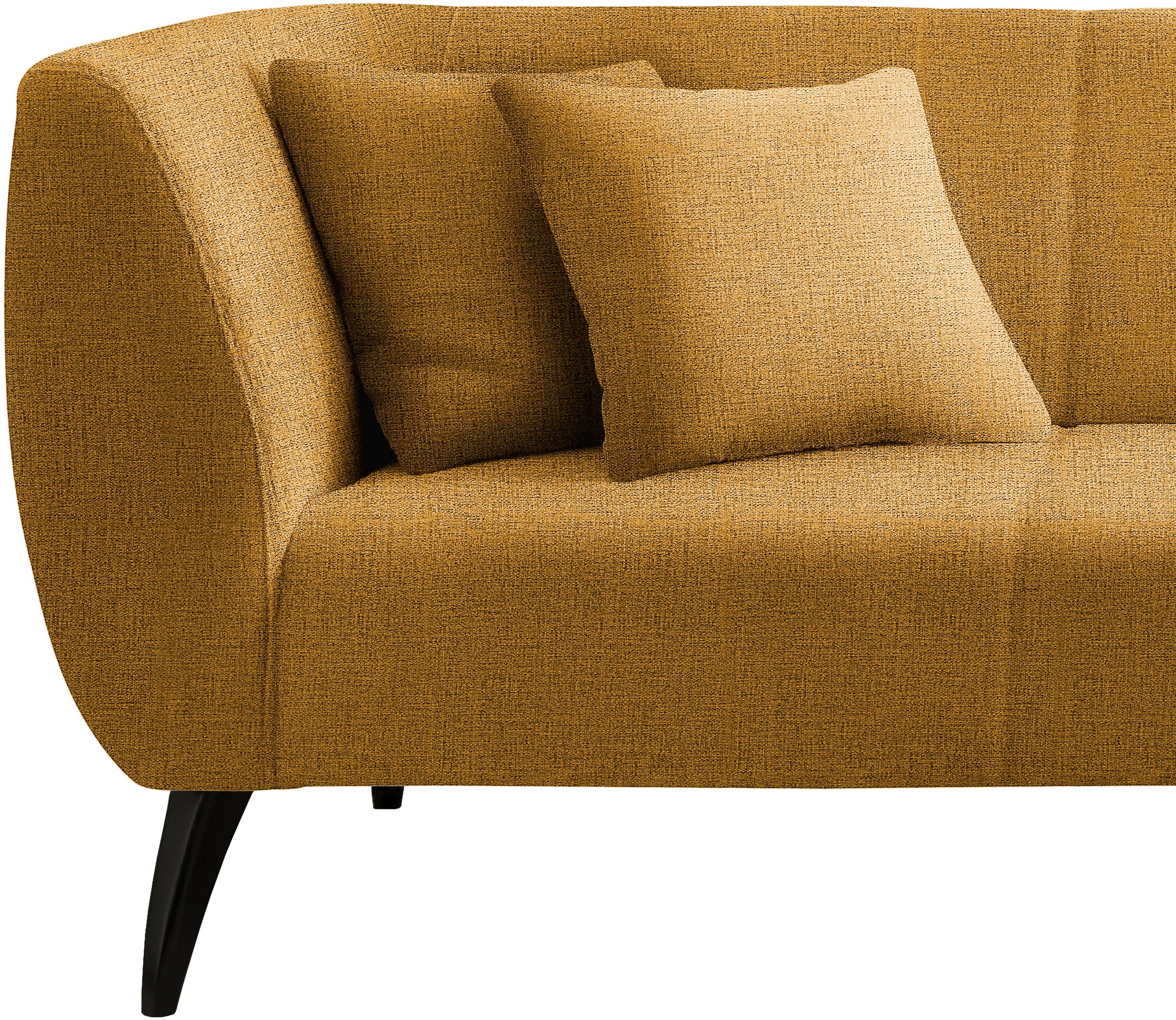 INOSIGN Ecksofa »Colori Polstermöbel mit zeitlos eleganter Rückenführung. L-Form«, Holzfußfarbe wählbar, inkl. 4x Zierkissen
