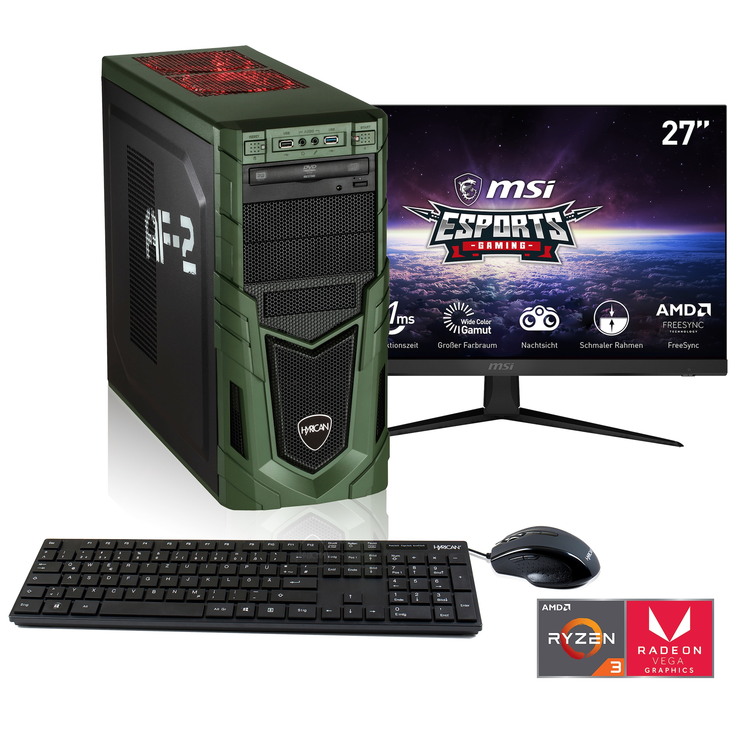 Hyrican Gaming-PC-Komplettsystem »Military SET02159«, inklusive 27" Monitor MSI Optix G271