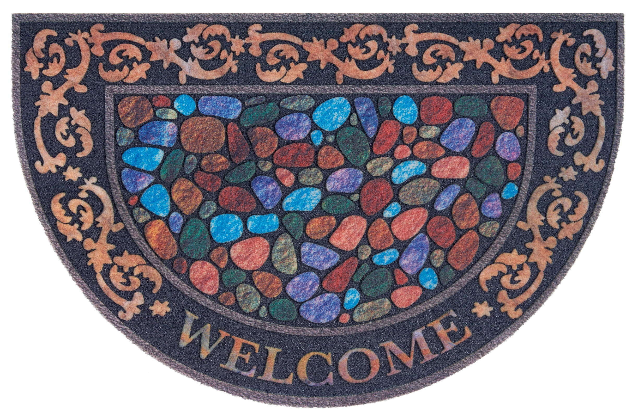 my home Fußmatte »Welcome halbrund, Türmatte«, halbrund, 6 mm Höhe, Farbenfroh, Robust, Pflegeleicht, Rutschfest, mit Schrift