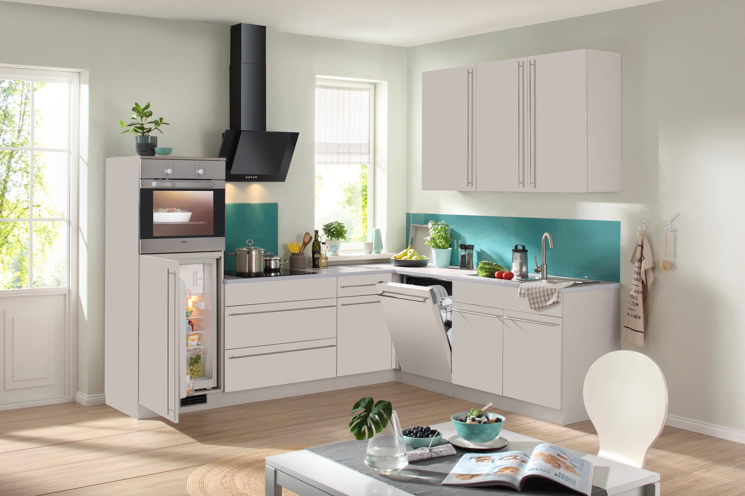 wiho Küchen Winkelküche »Chicago« ohne E-Geräte, Stellbreite 260/220 cm