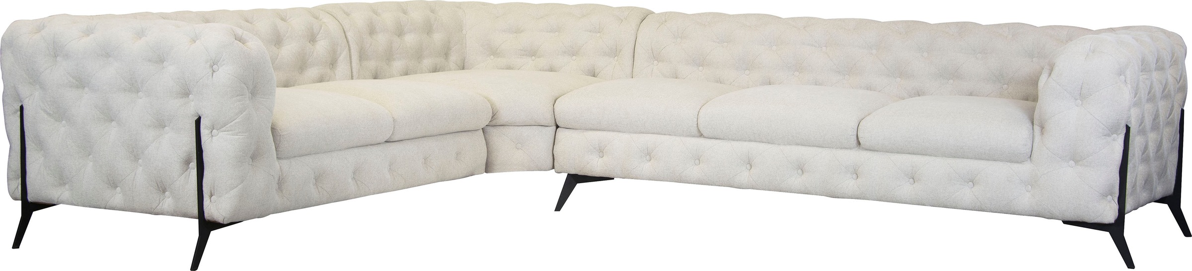 Leonique Chesterfield-Sofa »Amaury L-Form«, großes Ecksofa, Chesterfield-Optik, Breite 323 cm, Fußfarbe wählbar