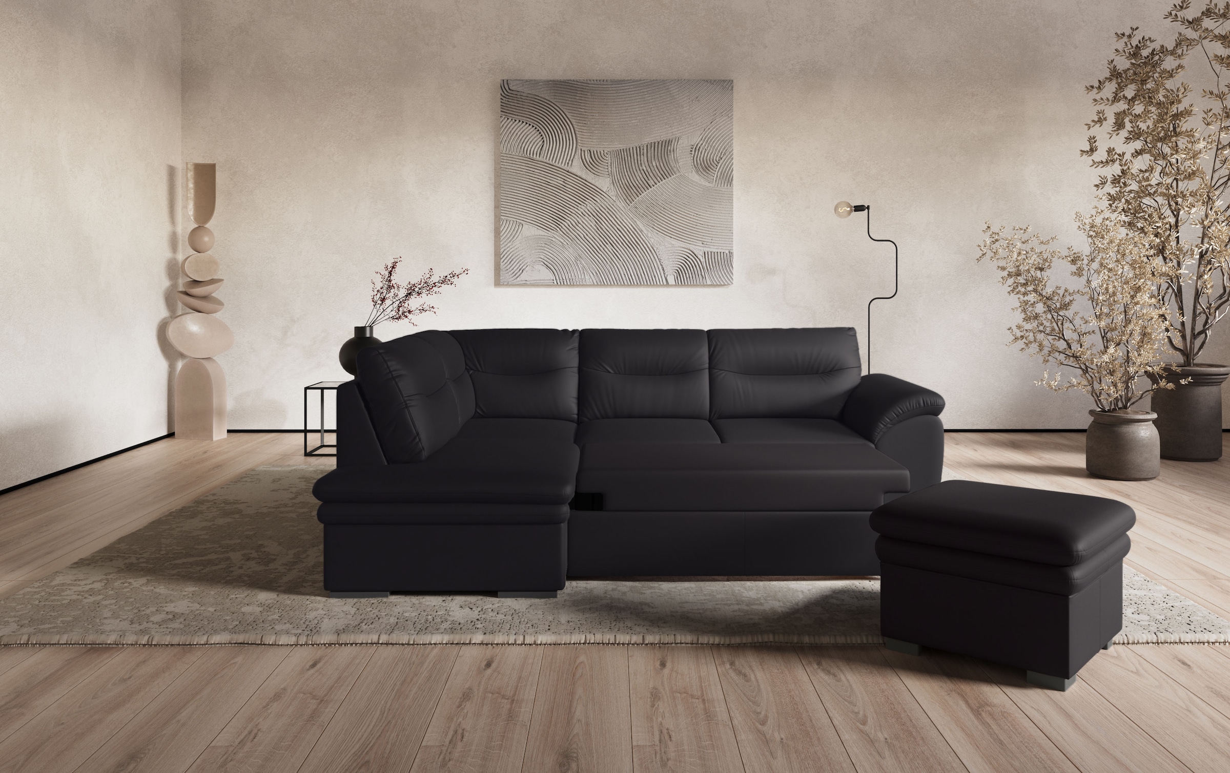 COTTA Ecksofa »Leandra L-Form«, wahlweise mit Bettfunktion & Bettkasten