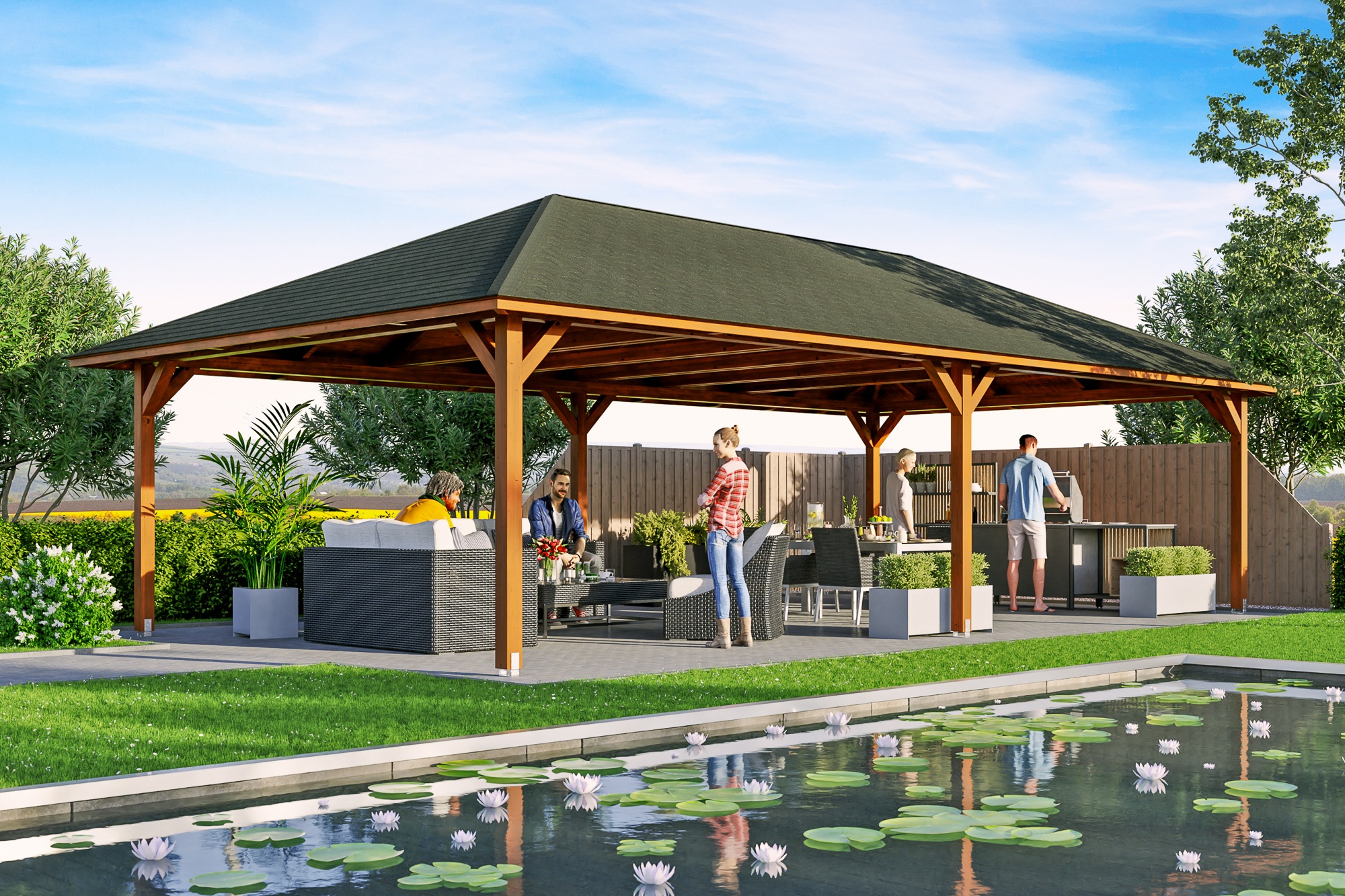 Skanholz Holzpavillon »Orleans 4«, Leimholz, 489 x 966 cm