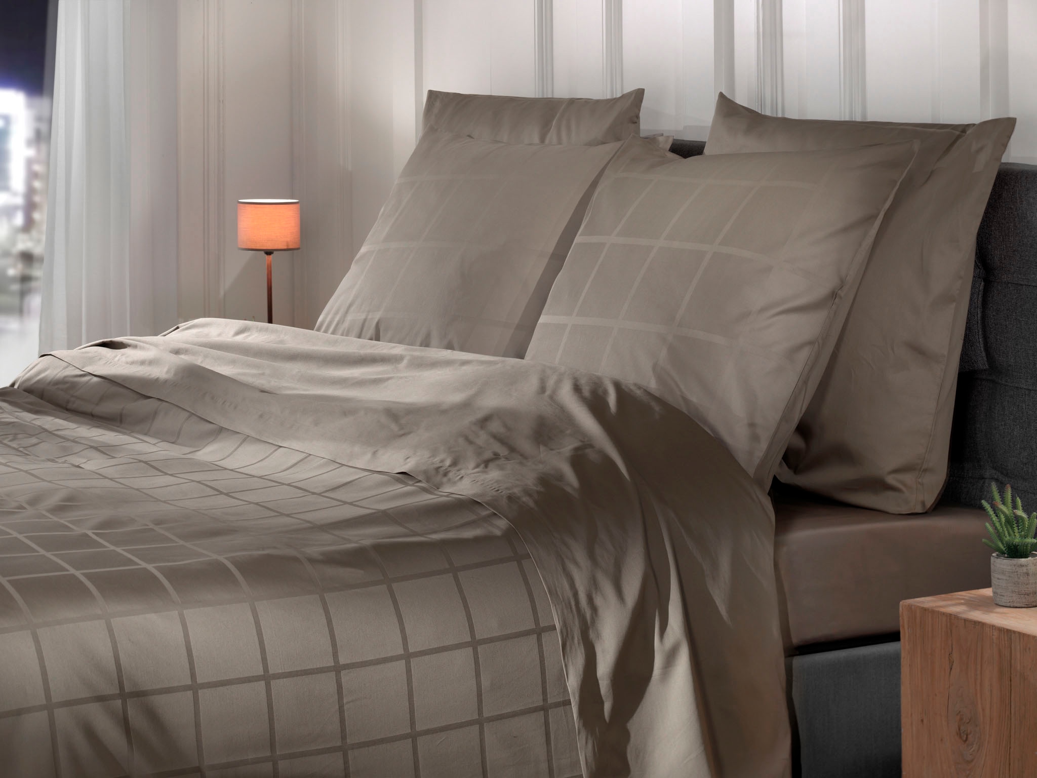 Heckett & Lane Wendebettwäsche »Diamante« 2 Stk. tlg. kariert, hochwertiges Mako-Satin, Bettwäsche ab 135x200 cm.