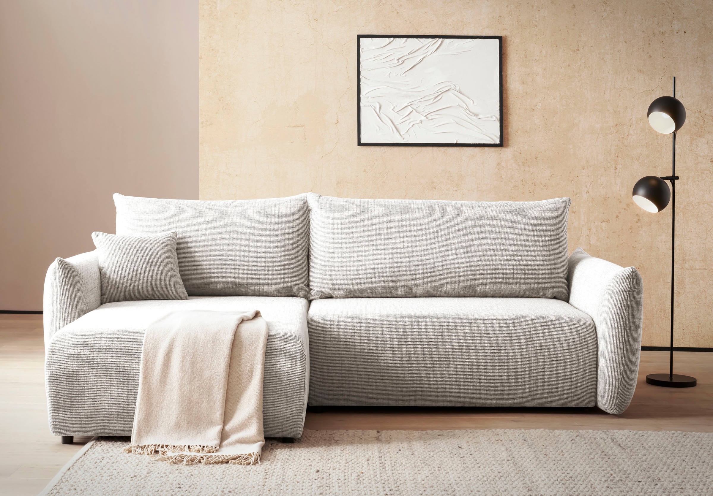 Home affaire Ecksofa »MAVAS Schlafsofa mit Bettkasten, L-Form,« ca.257/127c günstig online kaufen