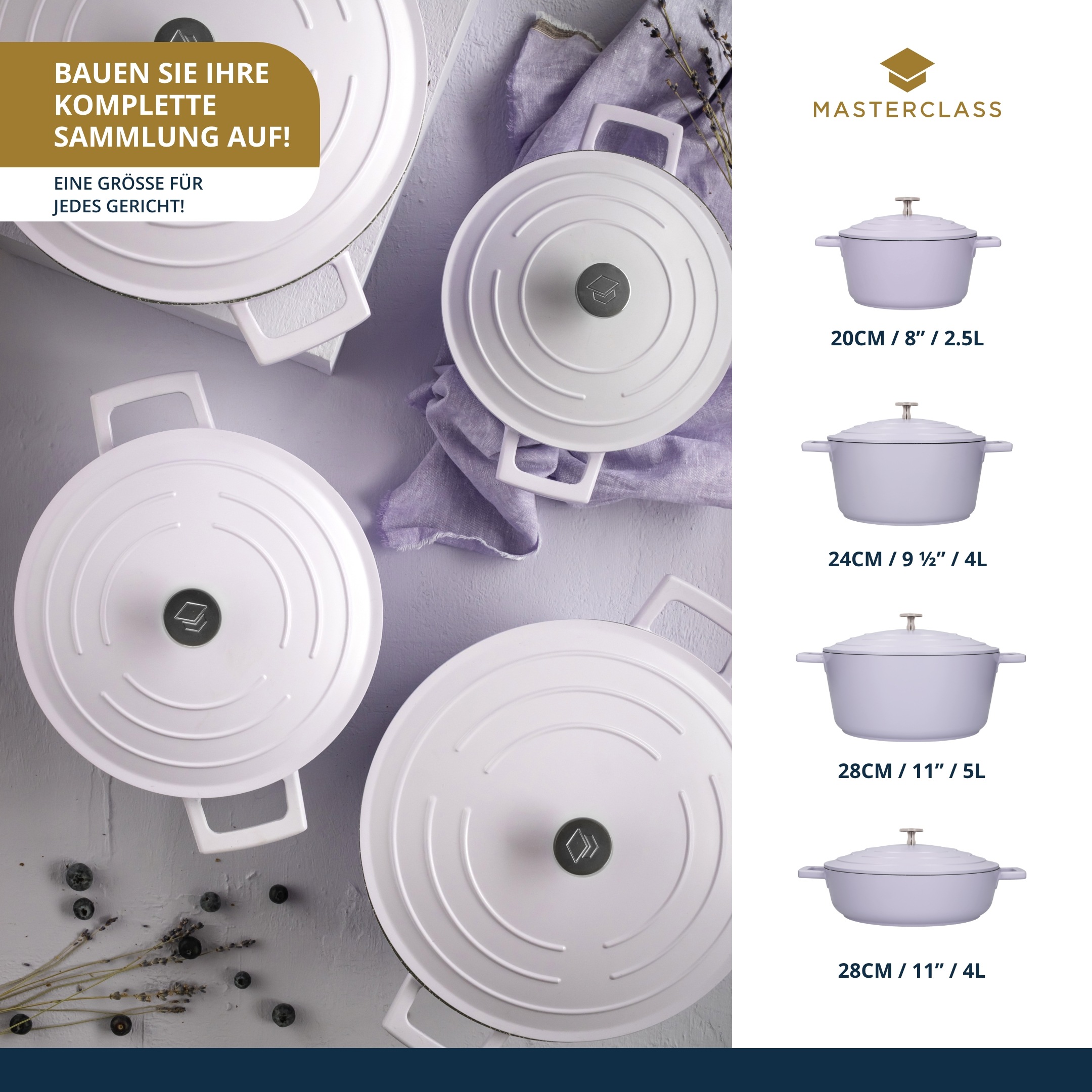 Master Class Kasserolle »MasterClass«, Aluminiumguss, 4 Liter, rund, ultraleicht, kratzfeste Antihaftbeschichtung, Induktion