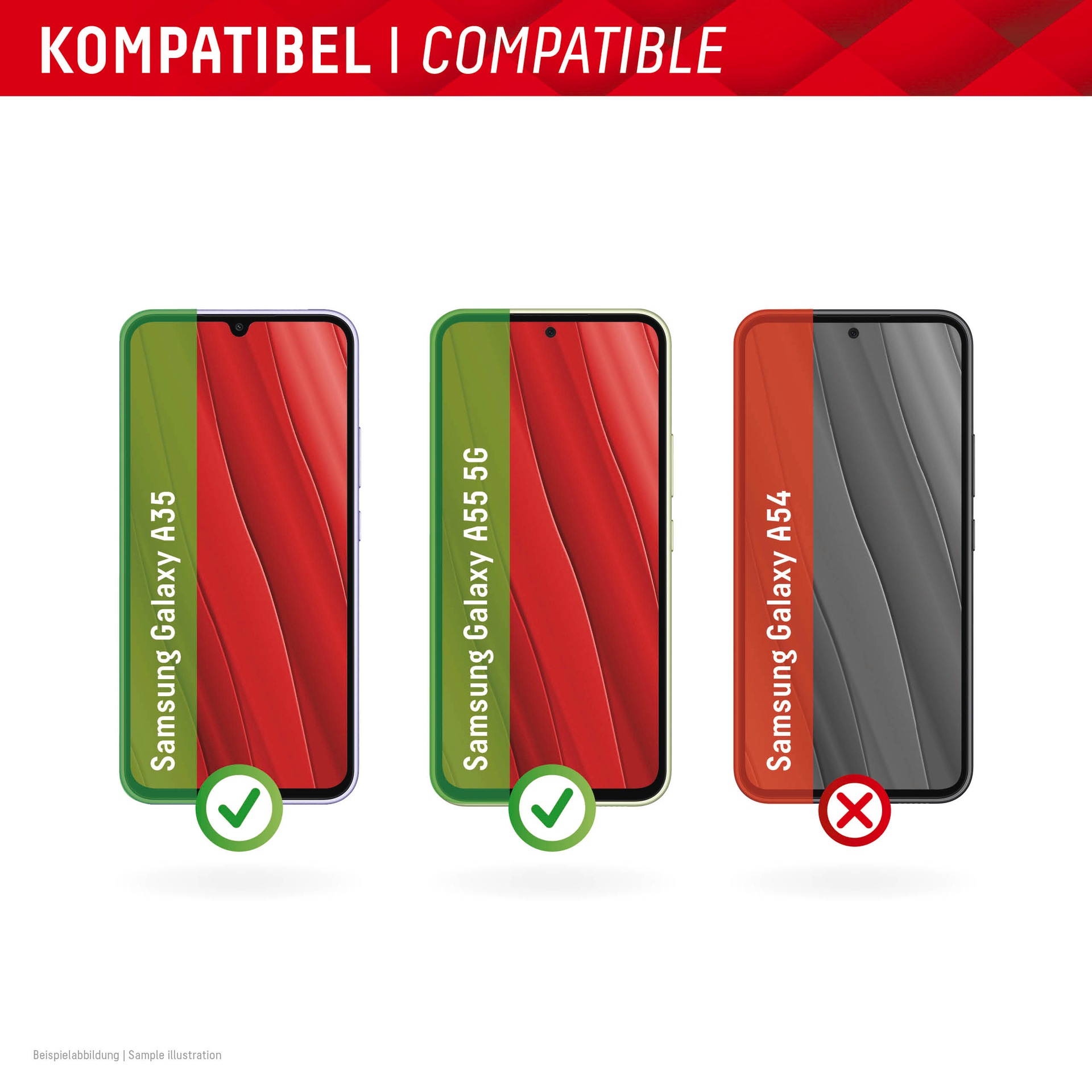 Displex Displayschutzglas »Real Glass Full Cover«, für Samsung Galaxy A35-Samsung Galaxy A55 5G, (1 St.), Bildschirmschutz, Displayschutzfolie,Einfach anbringen,kratz-&stoßfest