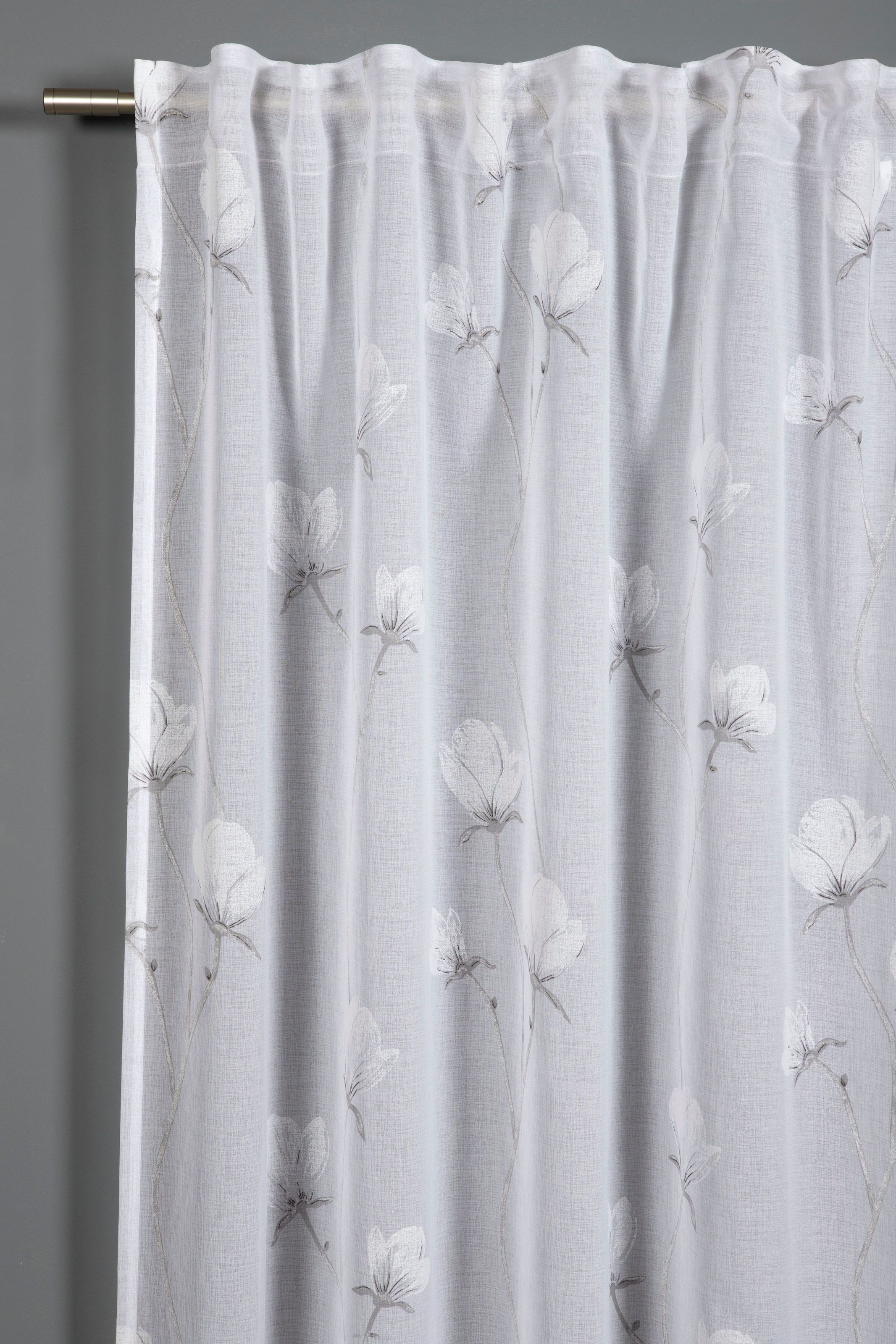 GARDINIA Gardine »Schal mit Gardinenband Snowvoile mit Blütendruck«, (1 St.),  Stoff Snowvoile mit Blütendruck online kaufen