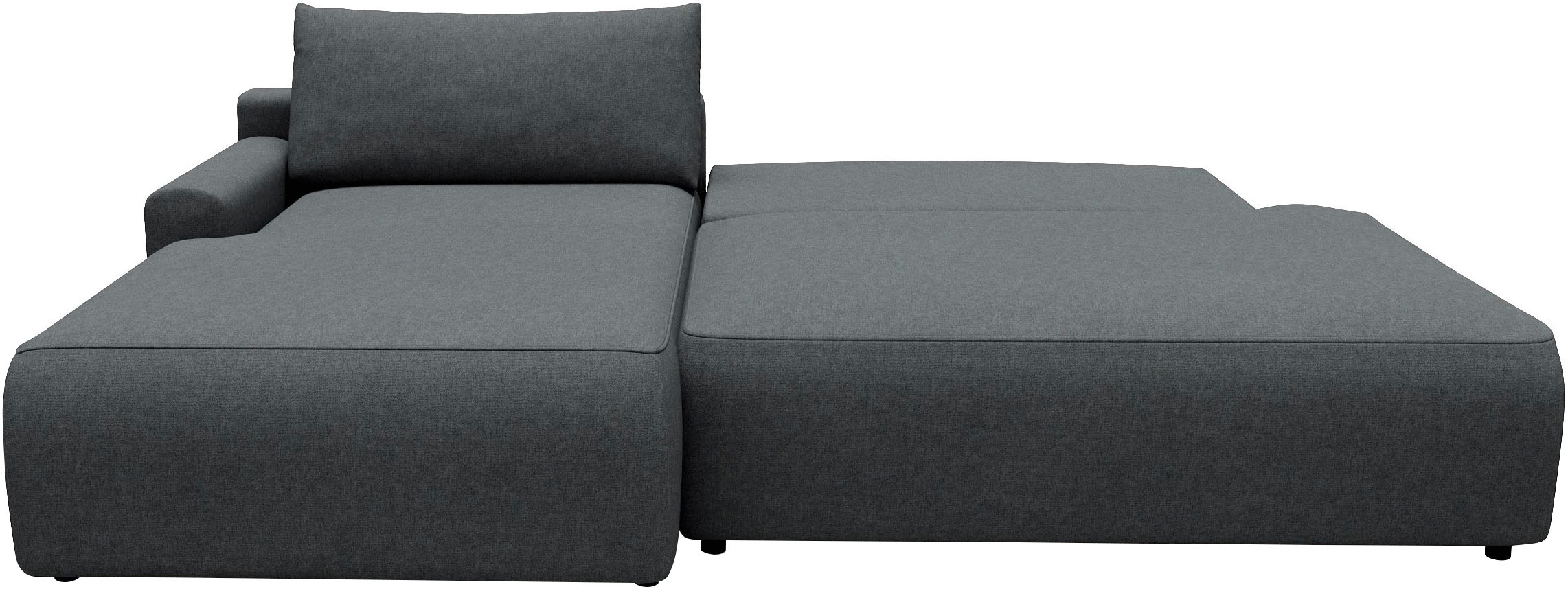 TRENDMANUFAKTUR Ecksofa »Prag, Schlafsofa mit Bettkasten, Couch in L-Form, Breite 253 cm« in feinem Strukturstoff, anthrazit, Recamiere links
