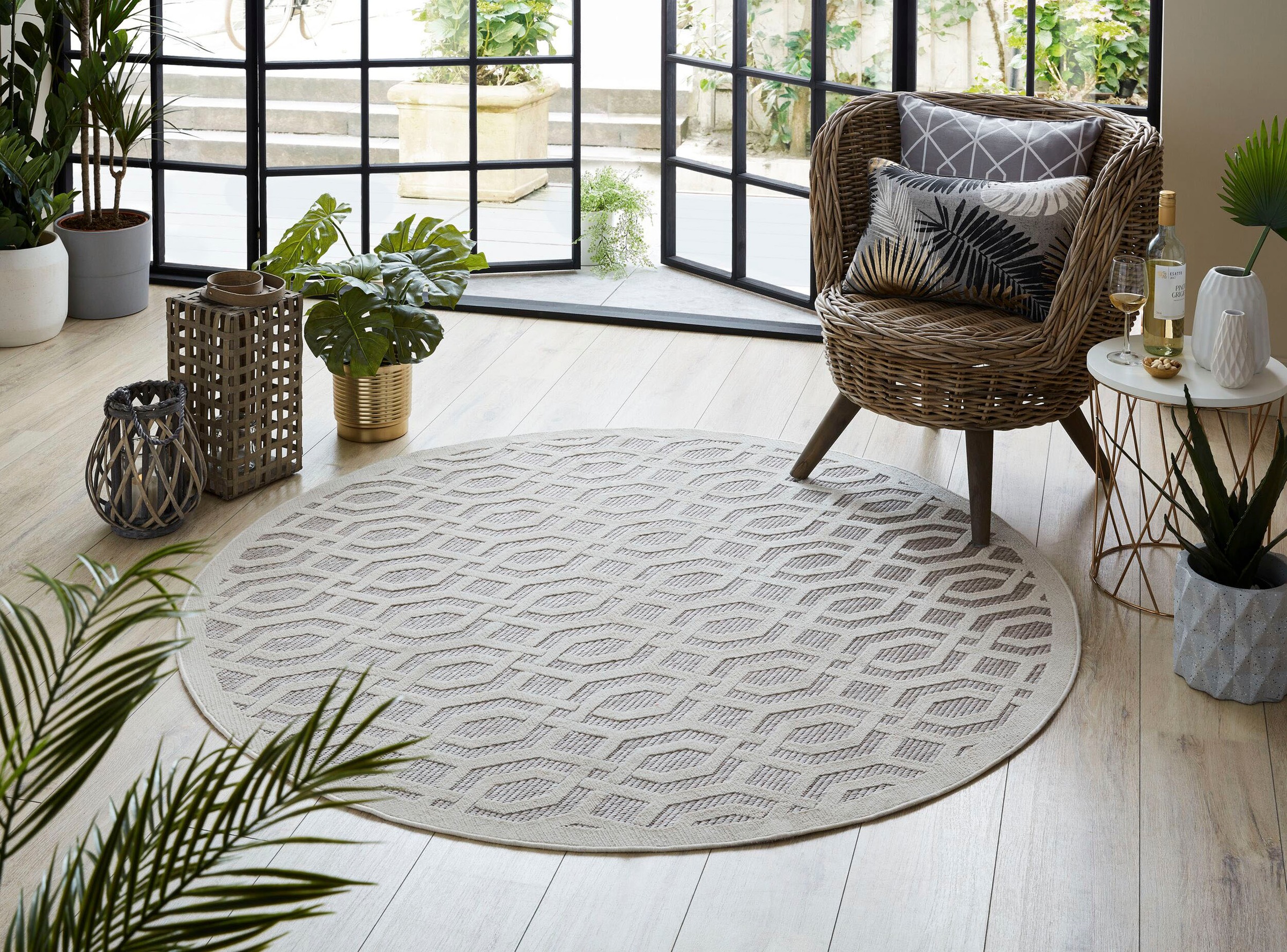FLAIR RUGS Teppich »Mataro«, rund, 7 mm Höhe, In- und Outdoor geeignet, ele günstig online kaufen