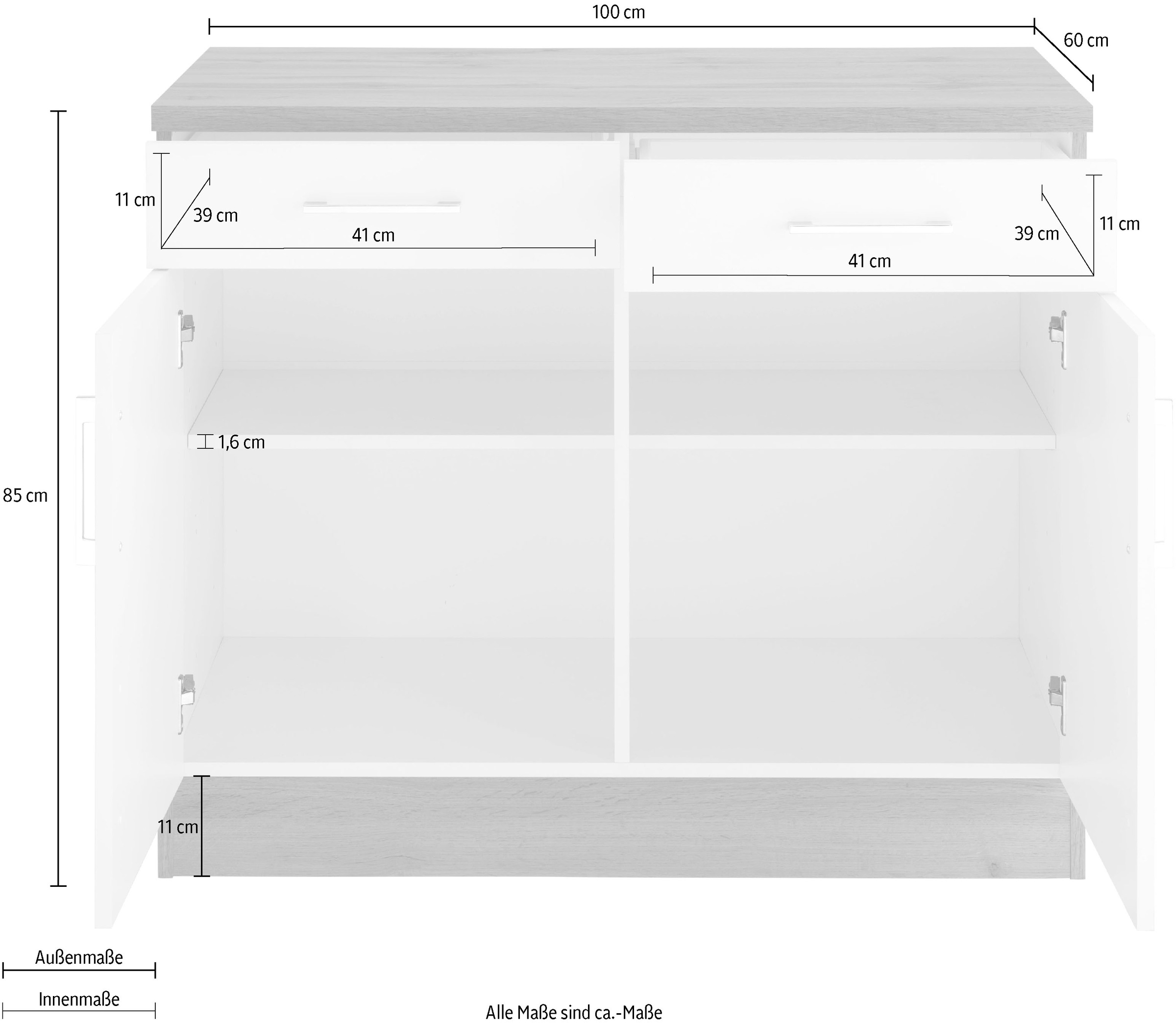 KOCHSTATION Unterschrank »KS-Colmar« 100 cm, mit Metallgriff, für viel Stauraum