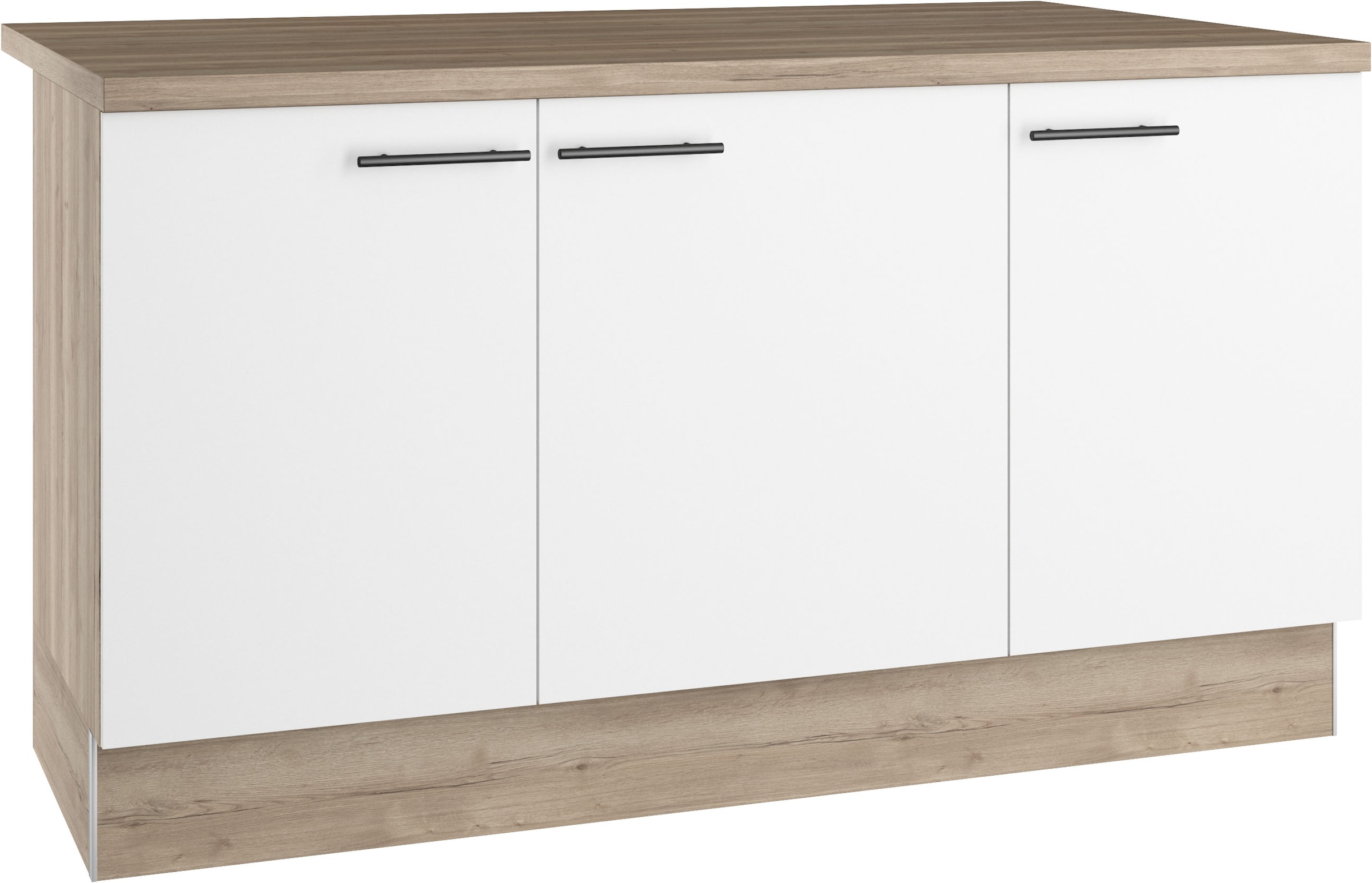 OPTIFIT Kücheninsel Breite 161 cm, Soft-Close, höhenverstellbare Füße, Metallgriffe