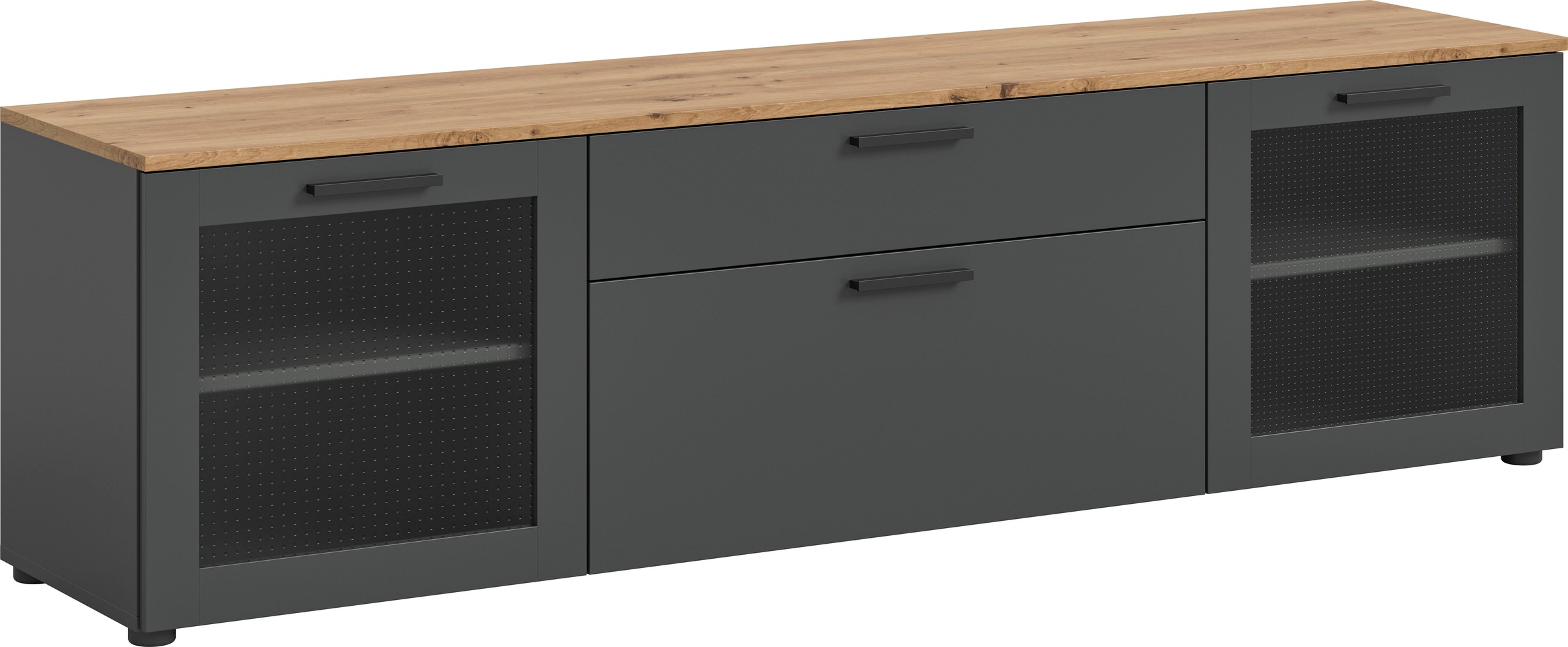 INOSIGN Lowboard »SALKIN, Breite 185 cm, 2 Türen mit ESG-Ornamentglas, 1 Sc günstig online kaufen