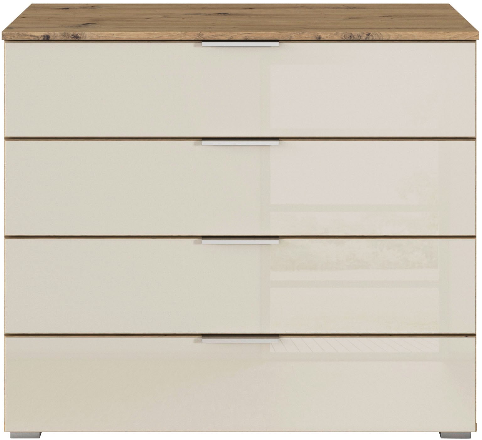 rauch Schubkastenkommode »Sideboard Schubladenkommode Schubladenkommode AGORDO mit Glasfront«, (in zwei Griff-Farben, Breite 80 cm inkl. Soft-Close-Funktion), vier große und geräumige Schubladen mit viel Stauraum MADE IN GERMANY