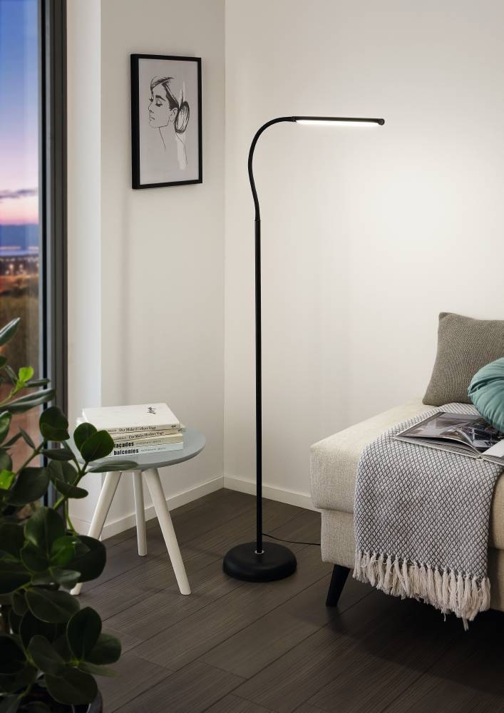 EGLO Stehlampe »LAROA«, LED-Board, Neutralweiß, schwarz / L53,5 x H130 x B21,5cm / inkl. 1 x LED-Platine (je 4,5W, 550lm, 4000K) / mit neutralweißem Licht - dimmbar per Touch in 4 Stufen - schwenkbarer Kopf - Standlampe - Arbeitszimmer - Bürolampe