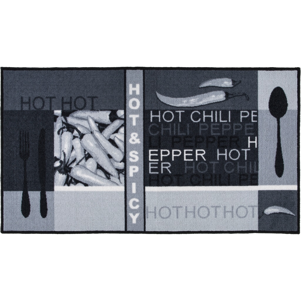 Andiamo Küchenläufer »Hot Pepper«, rechteckig, Motiv Peperoni/Chili, mit Schriftzug, Küche, waschbar