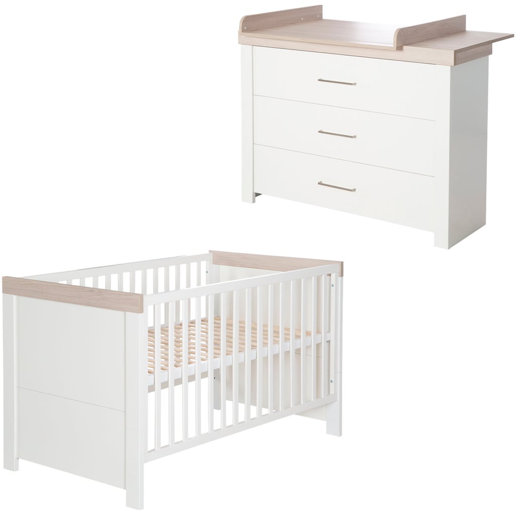 roba® Babymöbel-Set »Lucy«, (Spar-Set, 2 St., Kinderbett, Wickelkommode)