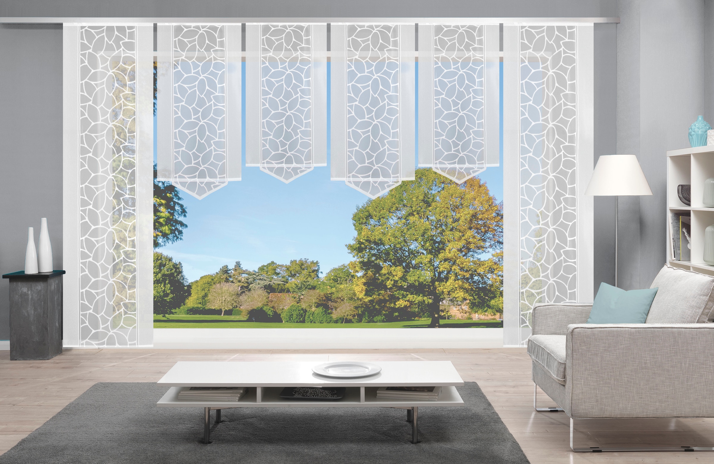 HOME WOHNIDEEN Schiebegardine »JENNA«, (6 St.), Schiebevorhang Jacquard Set günstig online kaufen