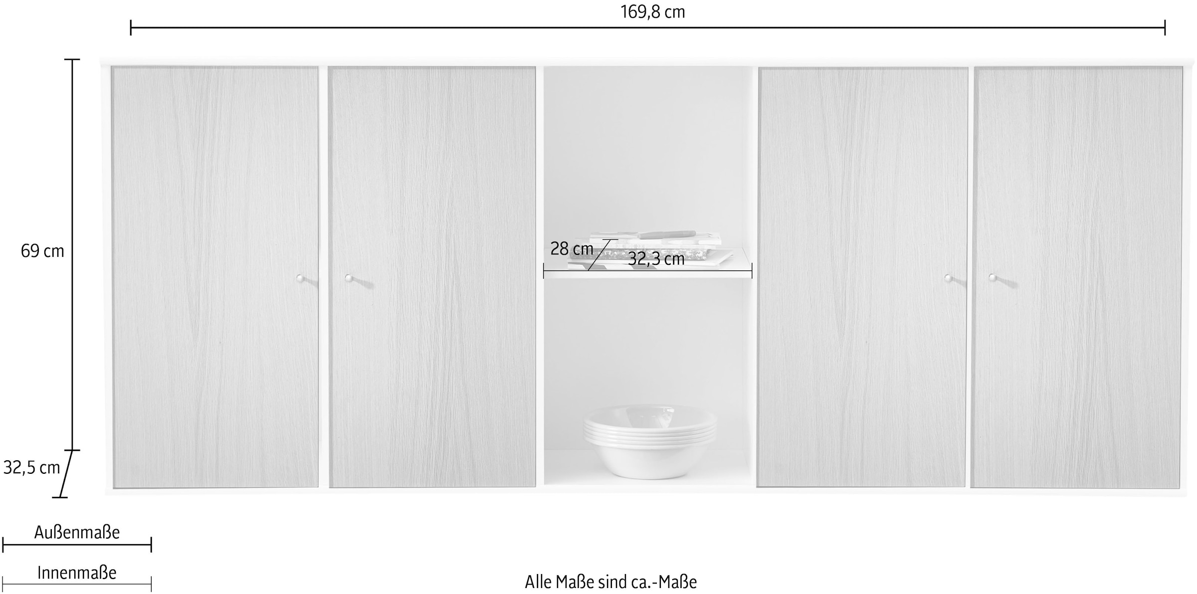 Sideboard Breite: bestellen Furniture Hammel »Mistral Kubus«, cm vier Wandmontage/stehend, auf Raten Türen, 169,8 mit