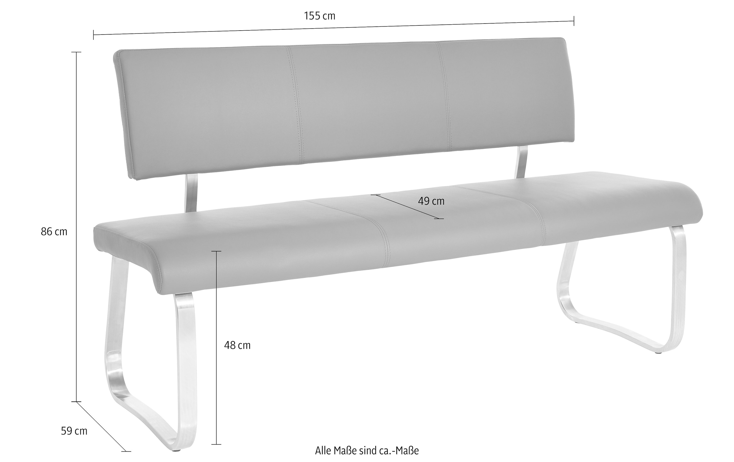 MCA furniture Polsterbank »Arco«, belastbar bis 280 Kg, Echtleder, in verschiedenen Breiten
