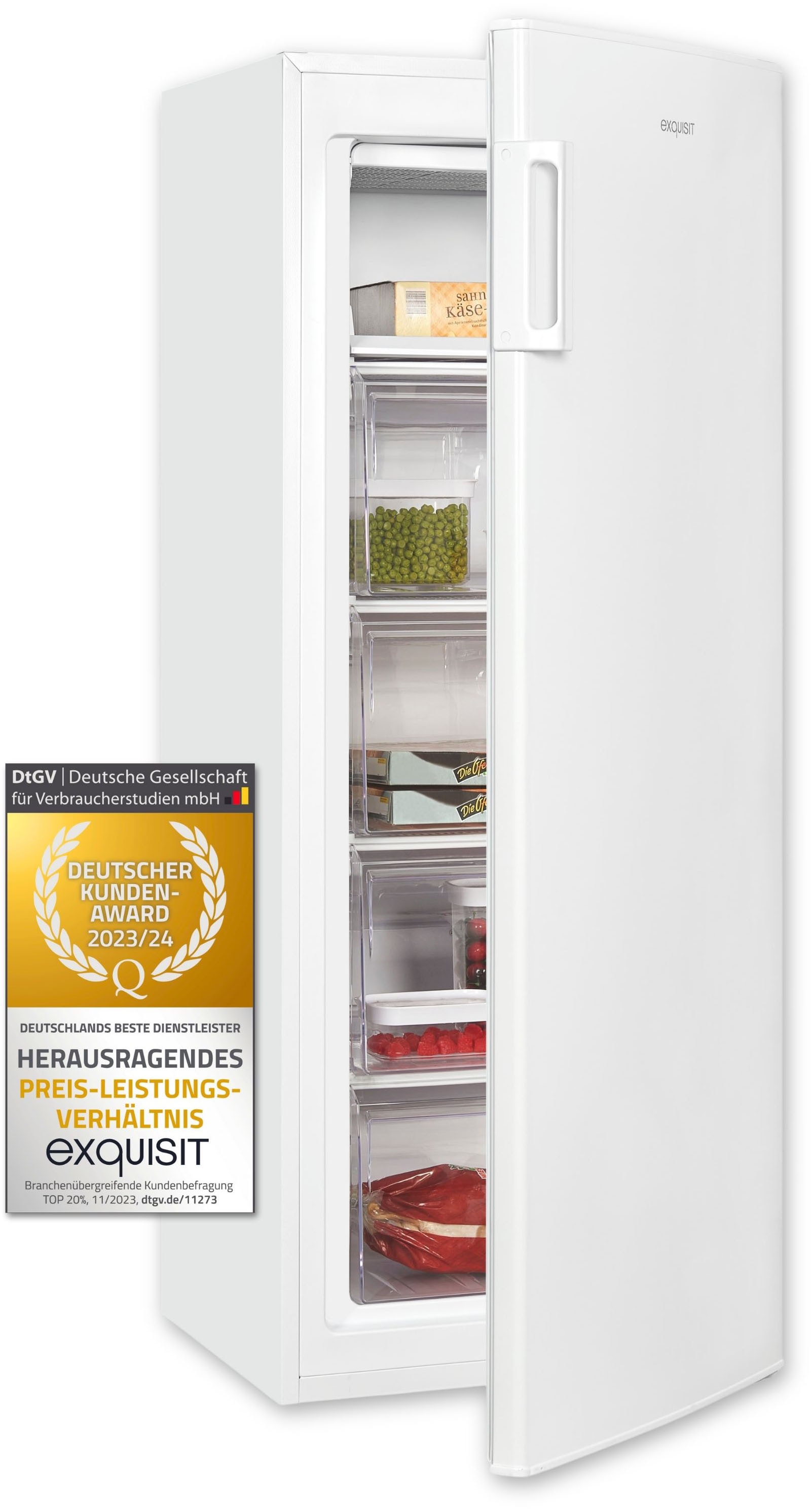 exquisit Gefrierschrank »GS230-H-040D«, 142,6 cm hoch, 54,4 cm breit, 168 Liter Nutzinhalt