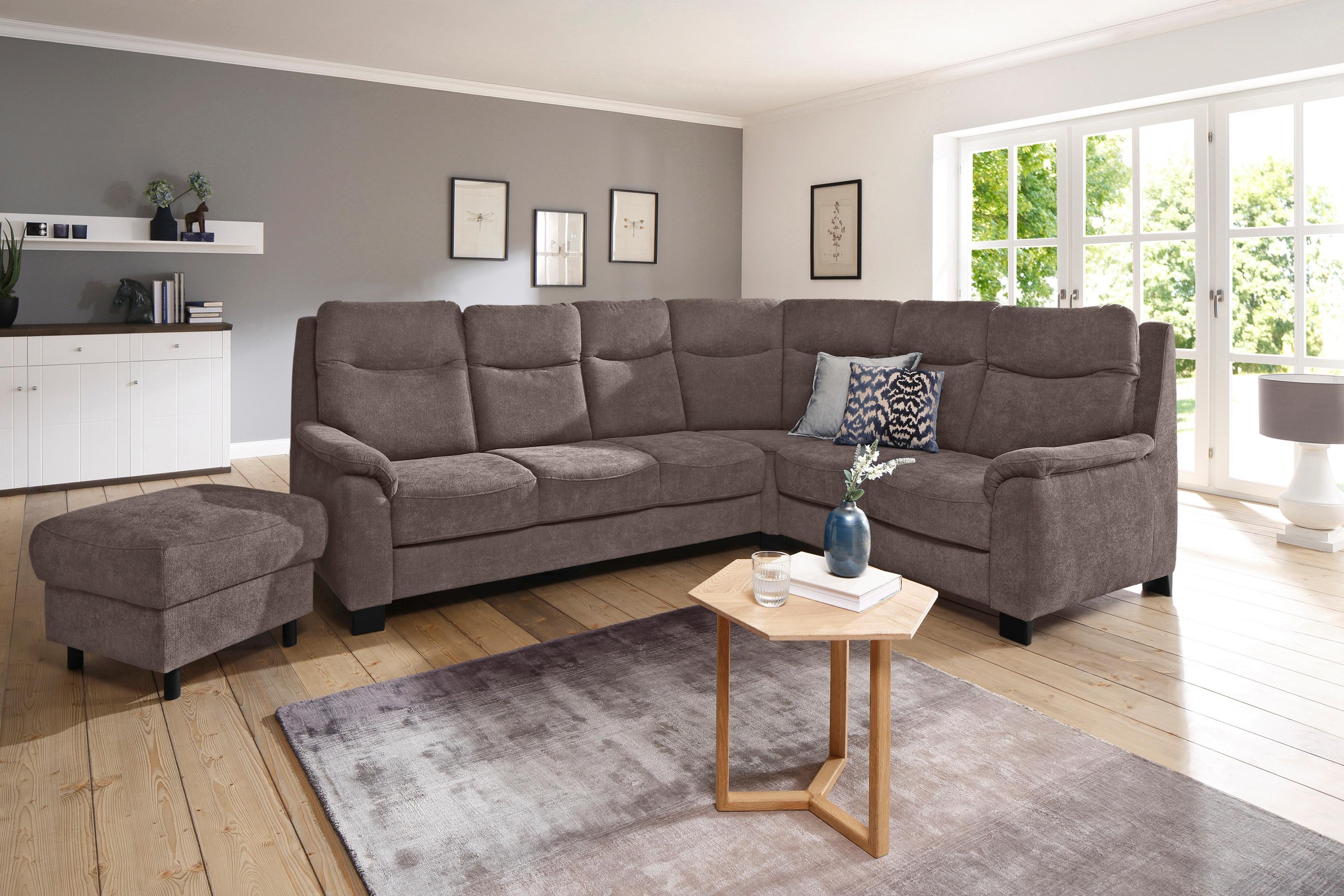 Home affaire Ecksofa »Boccaccio L-Form« mit Federkern, incl. Kopfteilverste günstig online kaufen