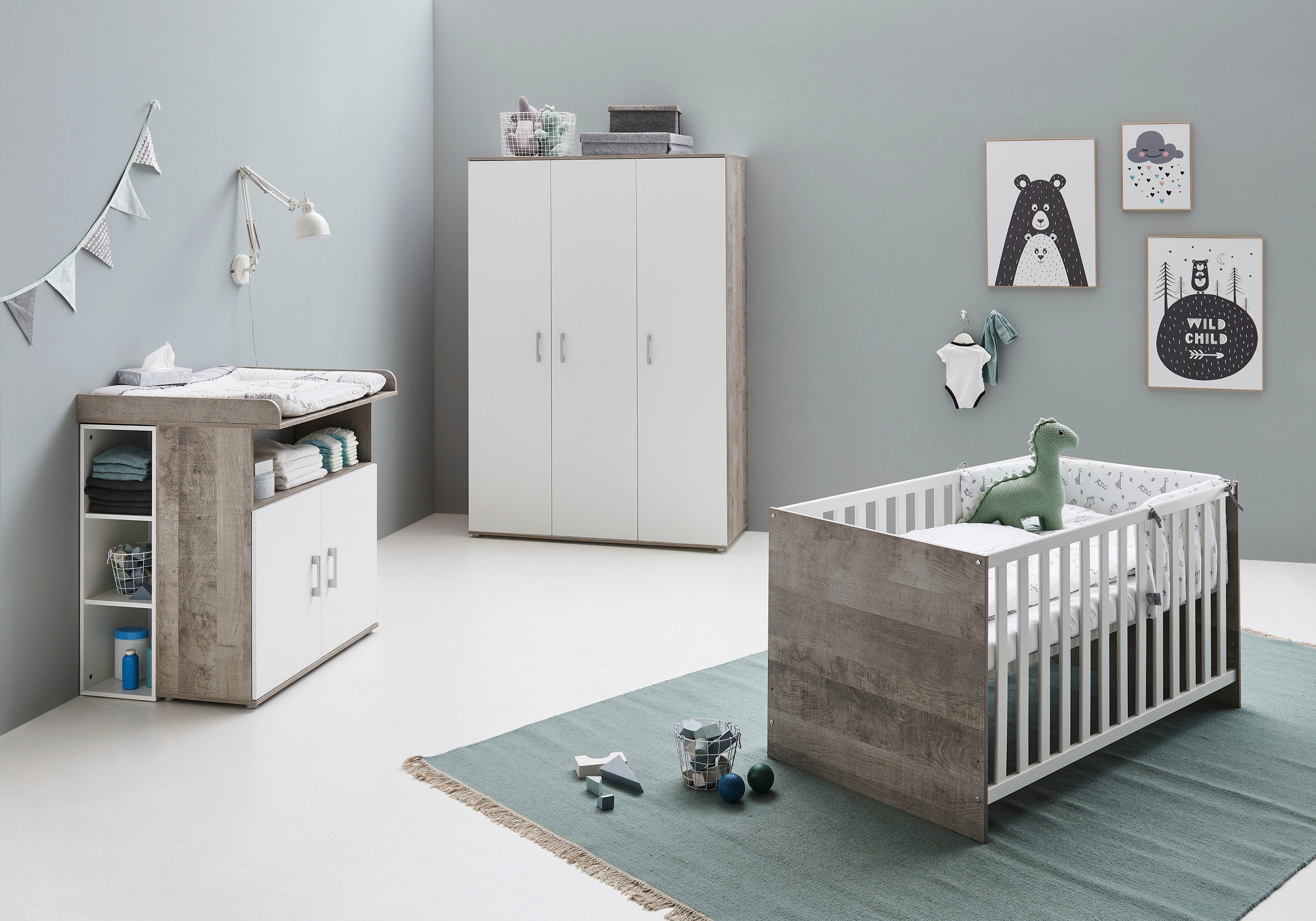 Home affaire Babyzimmer-Komplettset »Henning« Set, inkl. Lattenrost, 5 Stk. günstig online kaufen