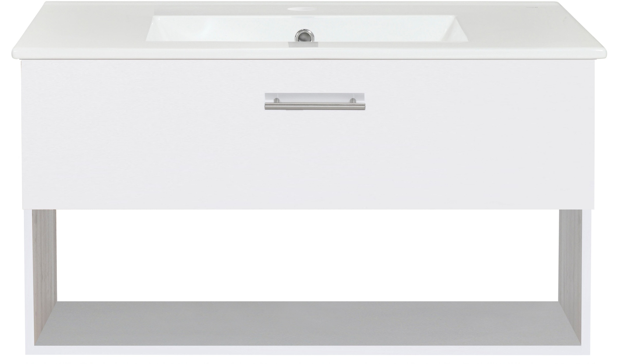 welltime Waschtisch »Trento Light mit Keramik-Auflagebecken«, 1 Auzug und 1 offenes Fach, Breite. 81cm, Weiß
