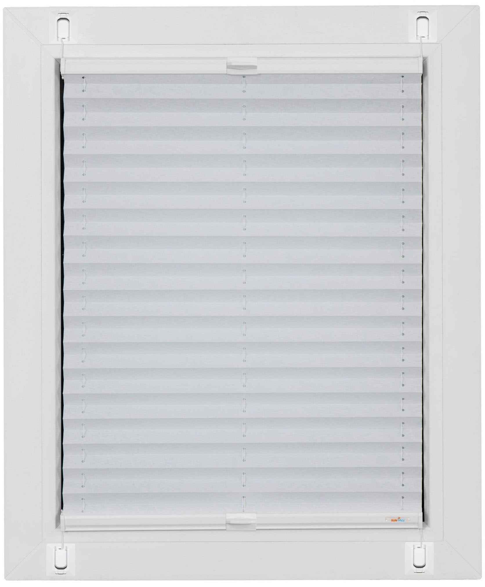 SUNLINES Plissee »Start-up Style Crush« blickdicht ohne Bohren verspannt geklebt mit Gelenkklebeplatte weiß Obermaterial: 100% Polyester 95 cm