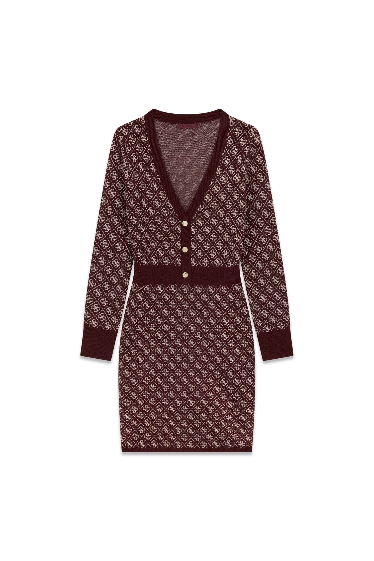 Guess Strickkleid »LS VN AUBREY 4G SWTR DRESS« mit Wollanteil, Bodycon