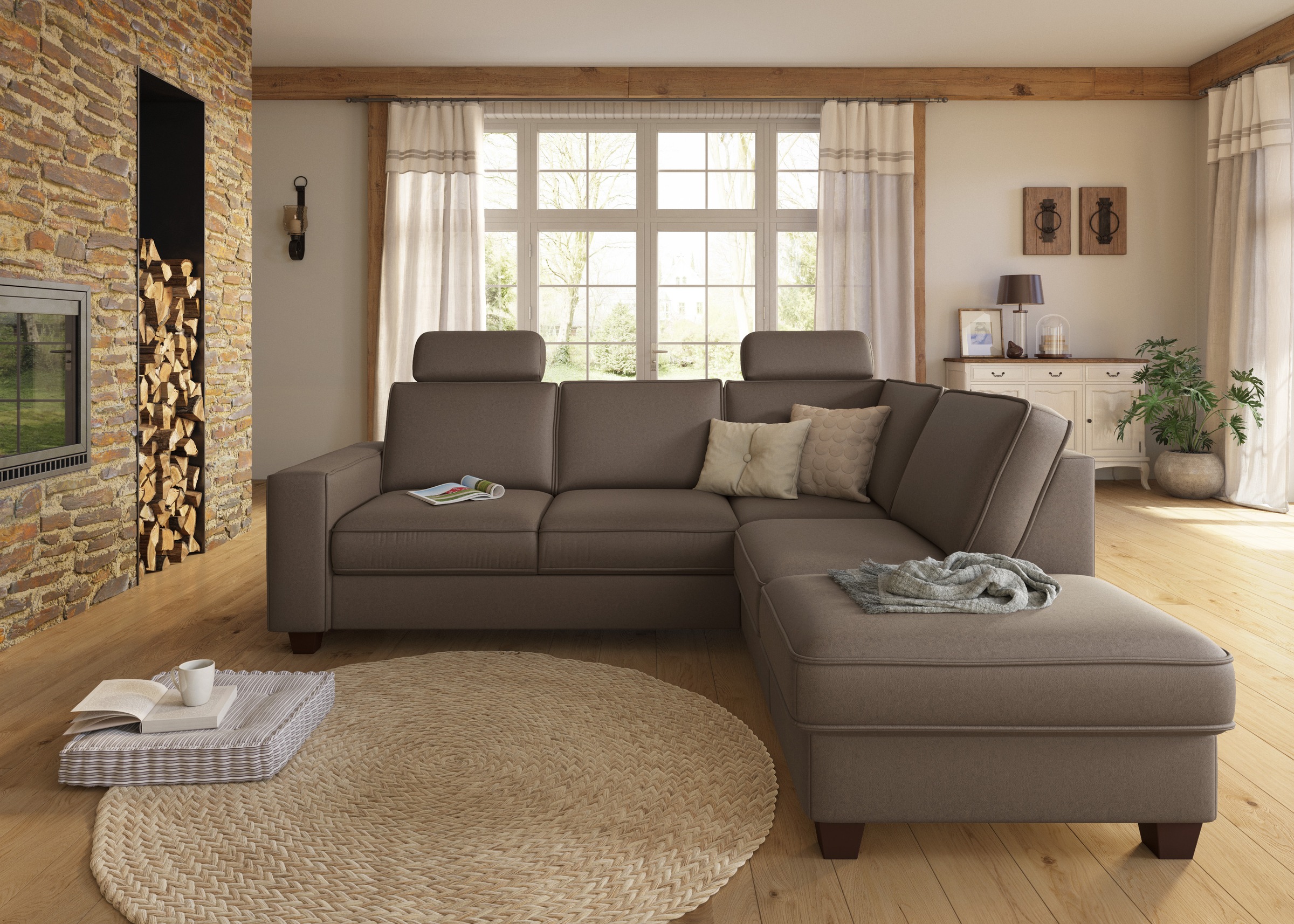 Home affaire Ecksofa »County L-Form«, (2 St.), wahlweise Ottomane links ode günstig online kaufen