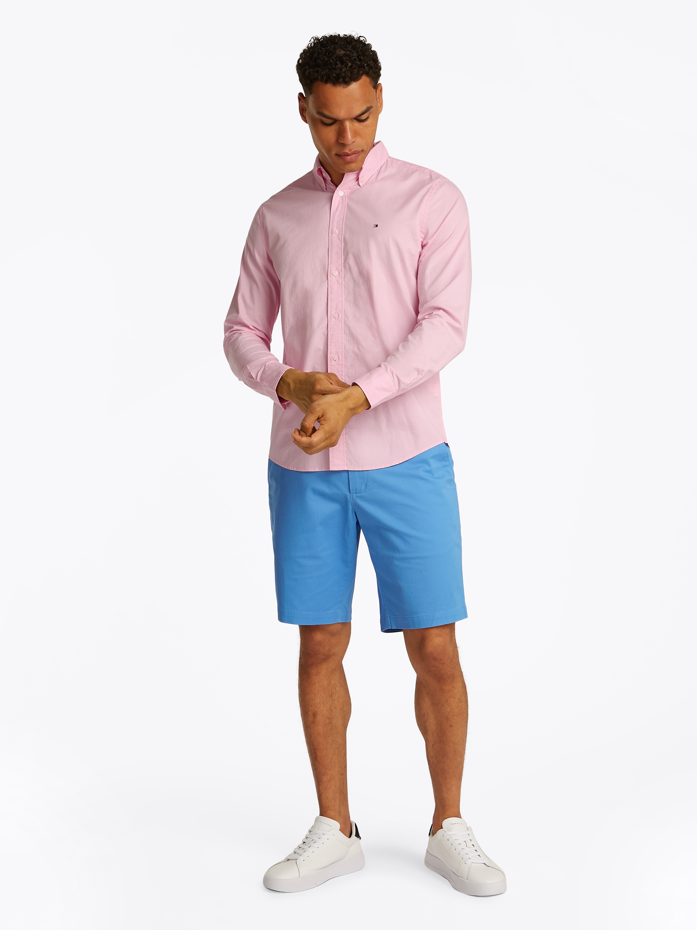 Tommy Hilfiger Businesshemd »FLEX POPLIN SOLID RF SHIRT 1«, mit Logostickerei