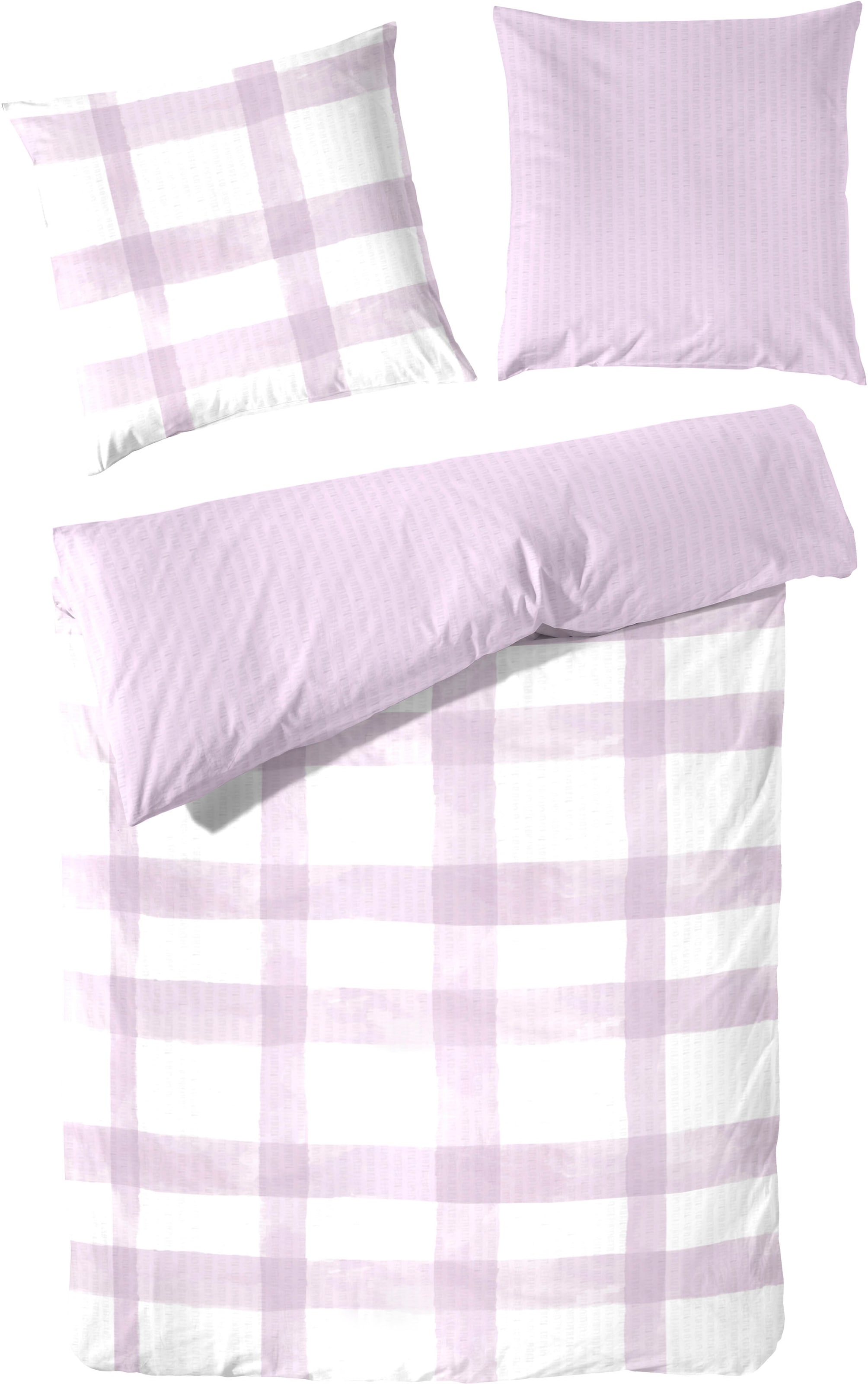 Primera Wendebettwäsche »Soft-Seersucker Bettwäsche Karo« 2 Stk. tlg. im mo günstig online kaufen