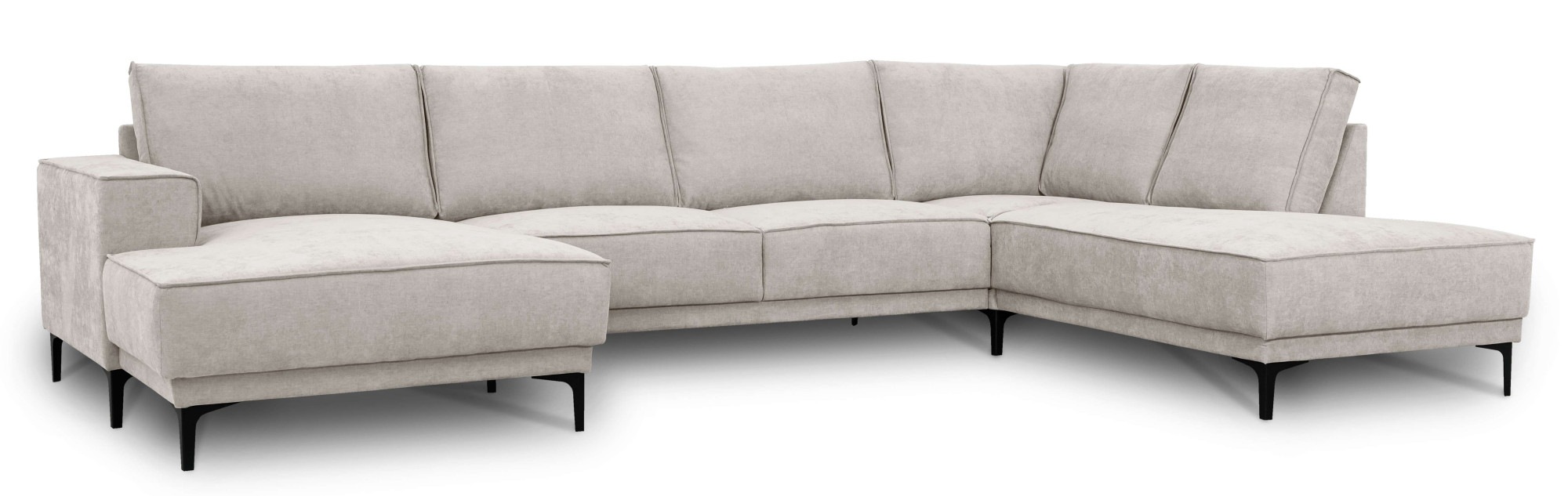 Places of Style Wohnlandschaft »XXL Sofa Oland, Struktur, Flachgewebe, Luxus-Microfaser, Boucle«, U-Form, 345 cm, Wellenunterfederung, Skandi-Design, Metallfüße