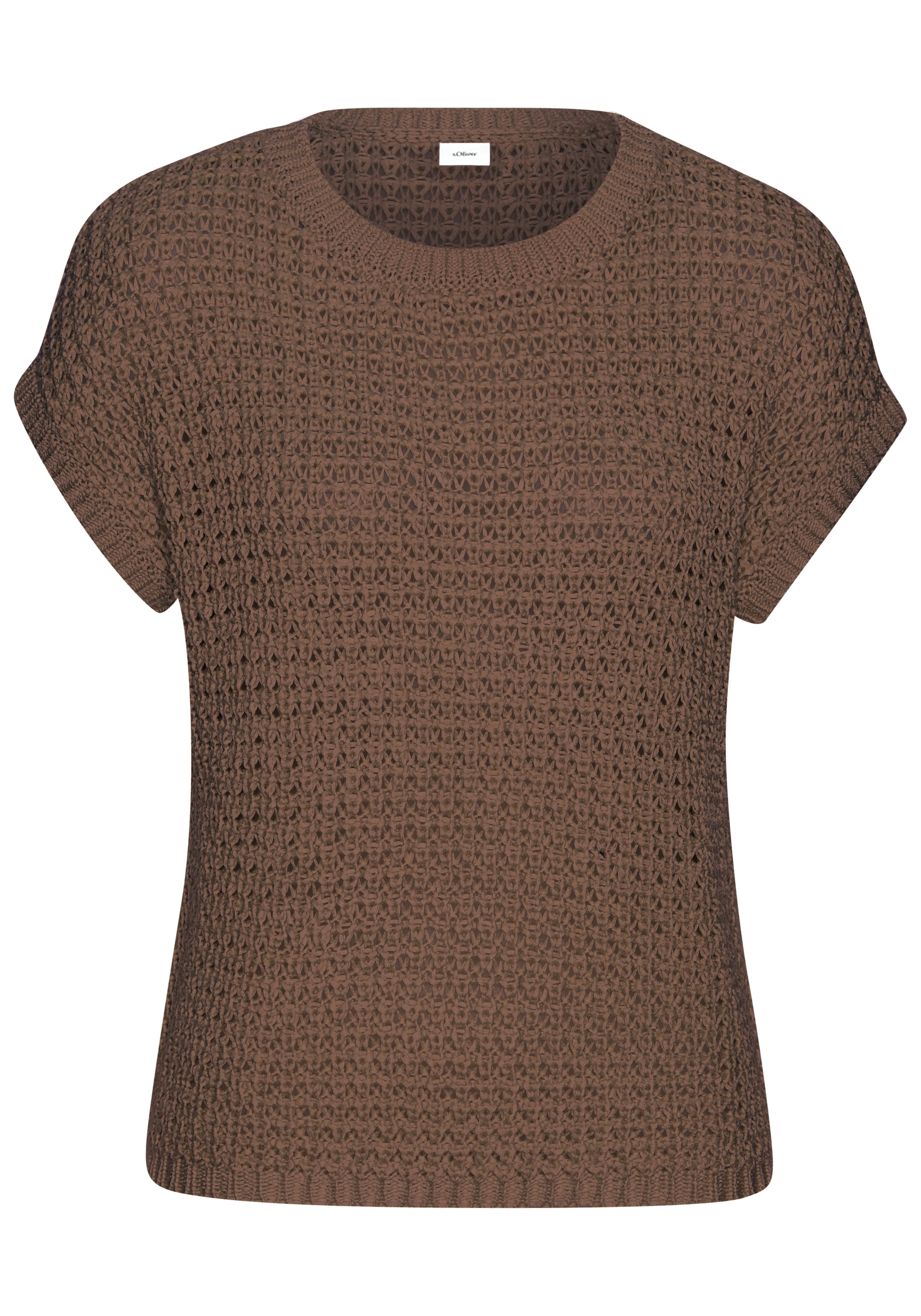 s.Oliver Kurzarmpullover »mit weitem Rundhalsausschnitt« Strickshirt aus Grobstrick, sommerlich, eleganter Strick, Basic