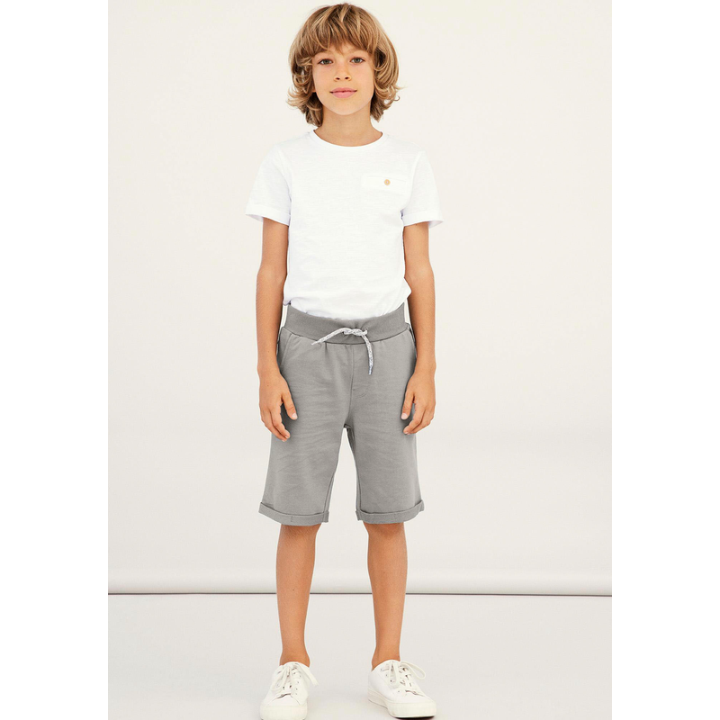 NAME IT Sweatshorts »NKMVERMO LONG SWE SHORTS UNB F NOOS« Baumwolle, Umschlagsaum grey melange 176 - N-Gr N-Gr 176 Sweatshorts von name it für Jungen