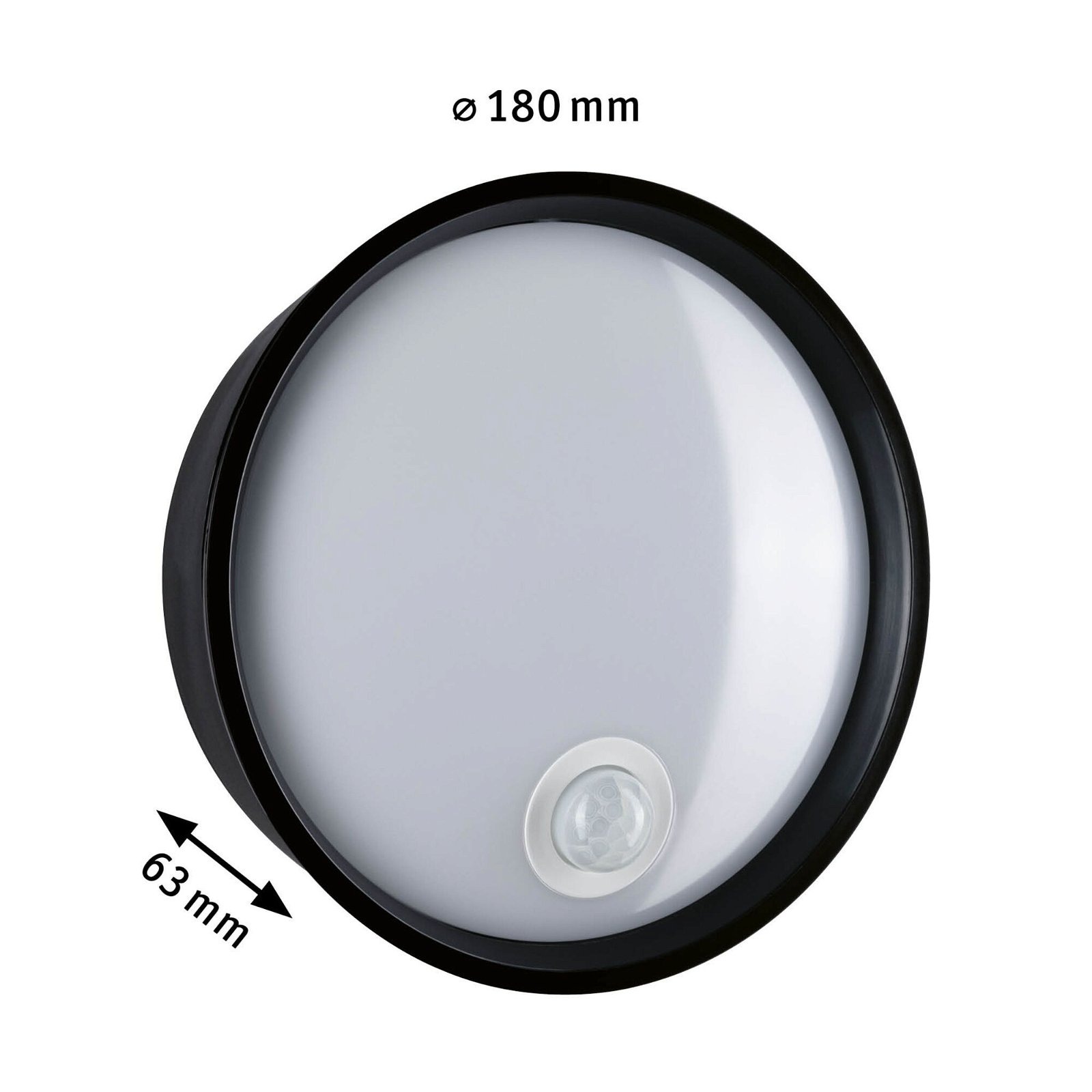 Paulmann LED Außen-Wandleuchte »Platomo IP44 rund 180mm 3000K 14,5W 1200lm 230V Kunststoff«, 1 flammig, Bewegungsmelder seewasserresistent