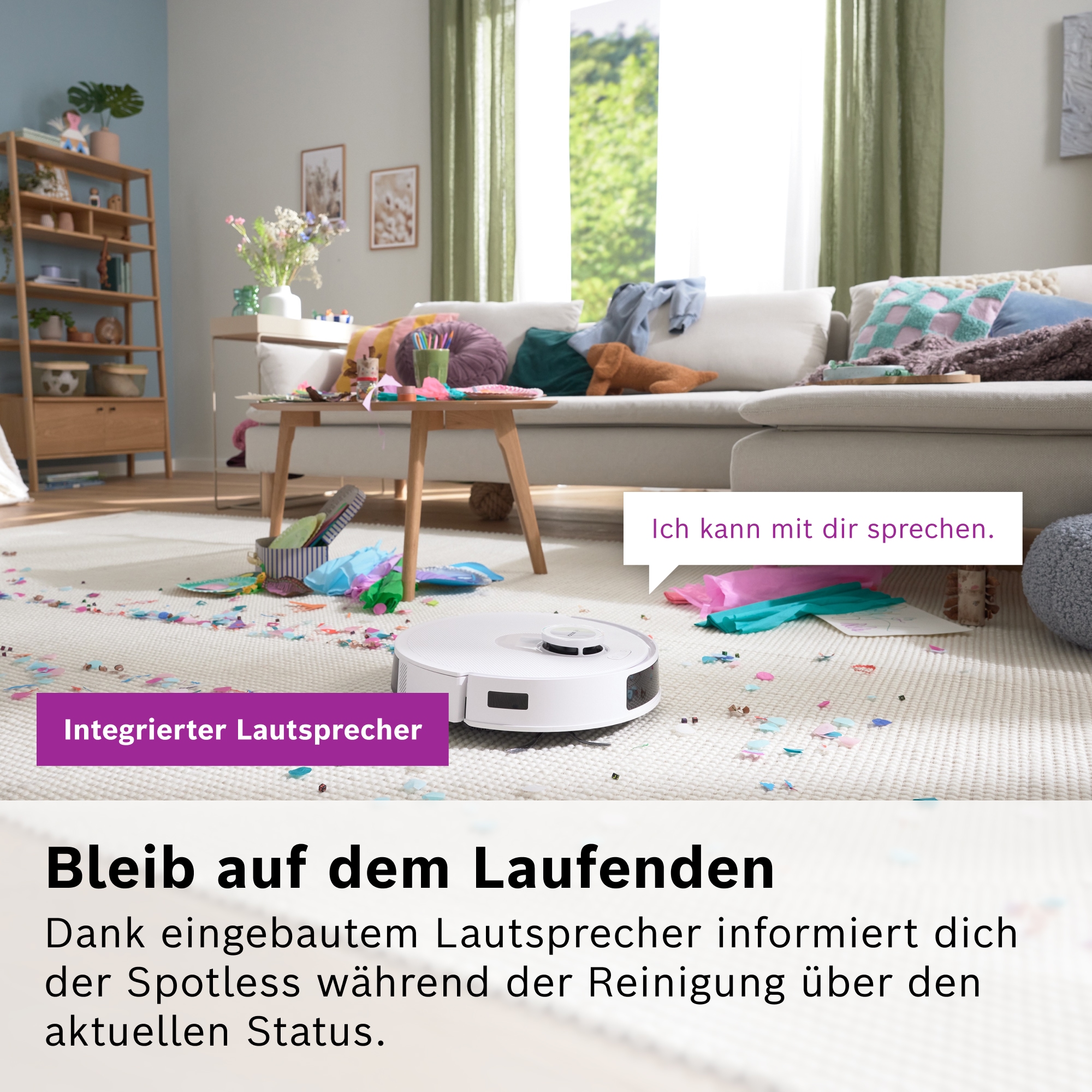 BOSCH Saugroboter »Spotless + BCRD1W, Saugroboter mit Wischfunktion, 11.000 Pa Saugkraft«, Trocken-Servicestation, Infrarot Navigation, Carbon Bürste