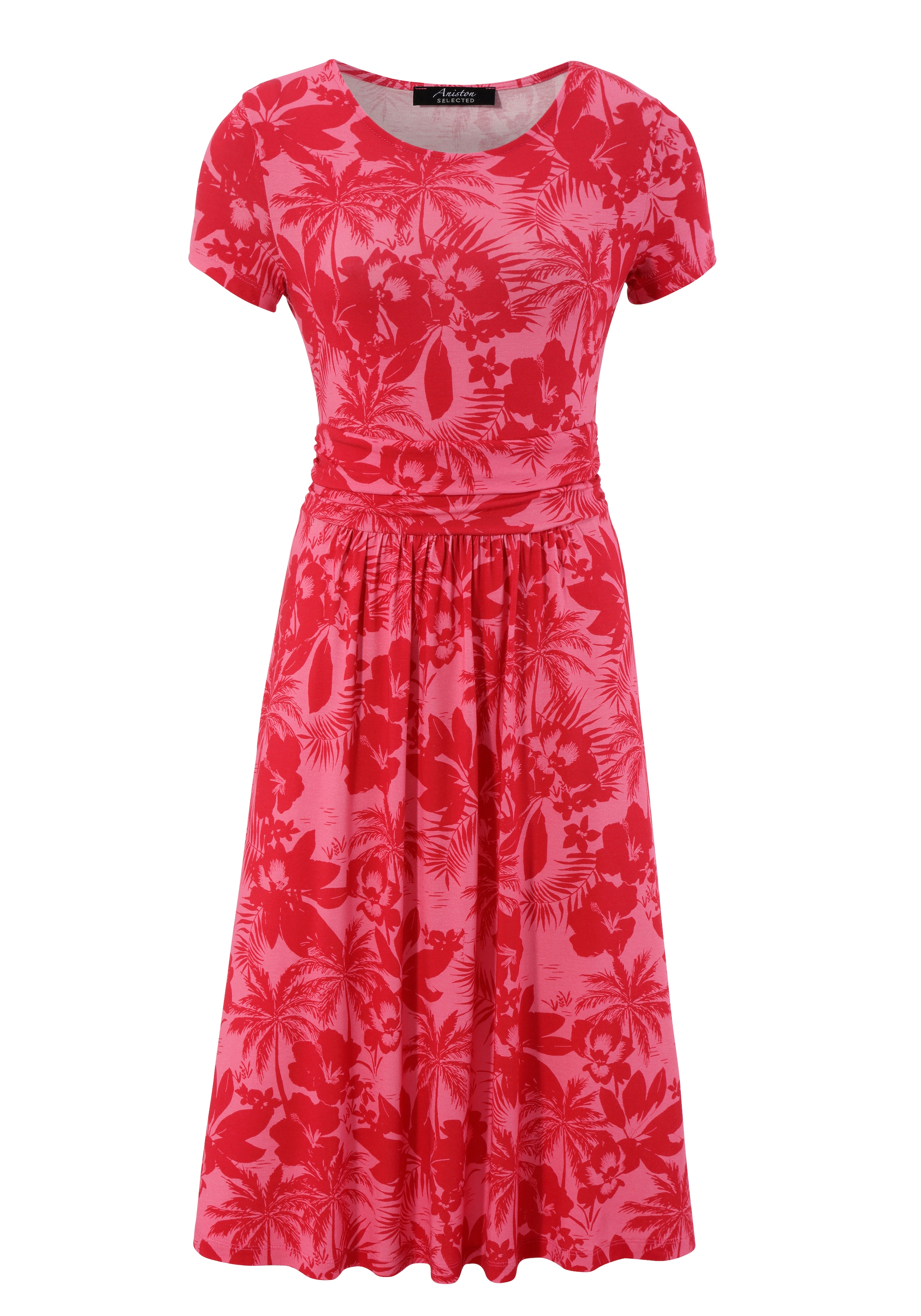 Aniston SELECTED Sommerkleid, mit Palmen und Blüten in Knallfarbe