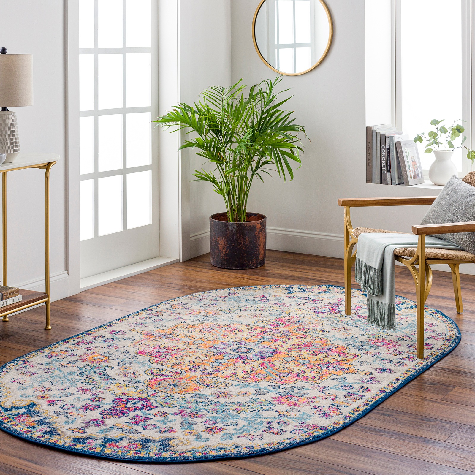 Livabliss Teppich »MUNICH«, oval, 11 mm Höhe, Vintage Orientteppich, Traditional Kurzflor Boho Wohnzimmerteppich