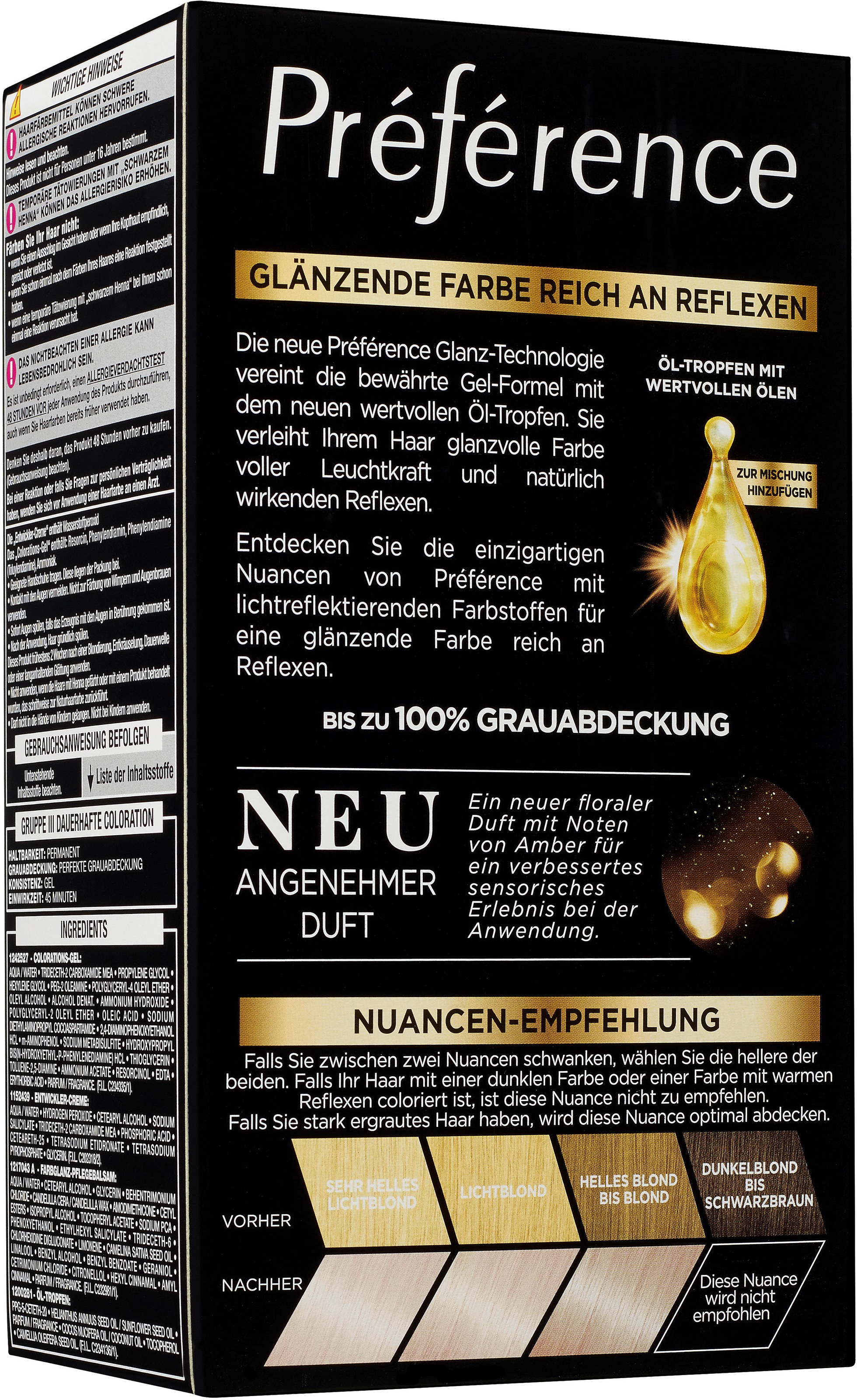 L'ORÉAL PARIS Coloration »Préférence«, (Packung, 3 tlg.), mit pflegender Formel
